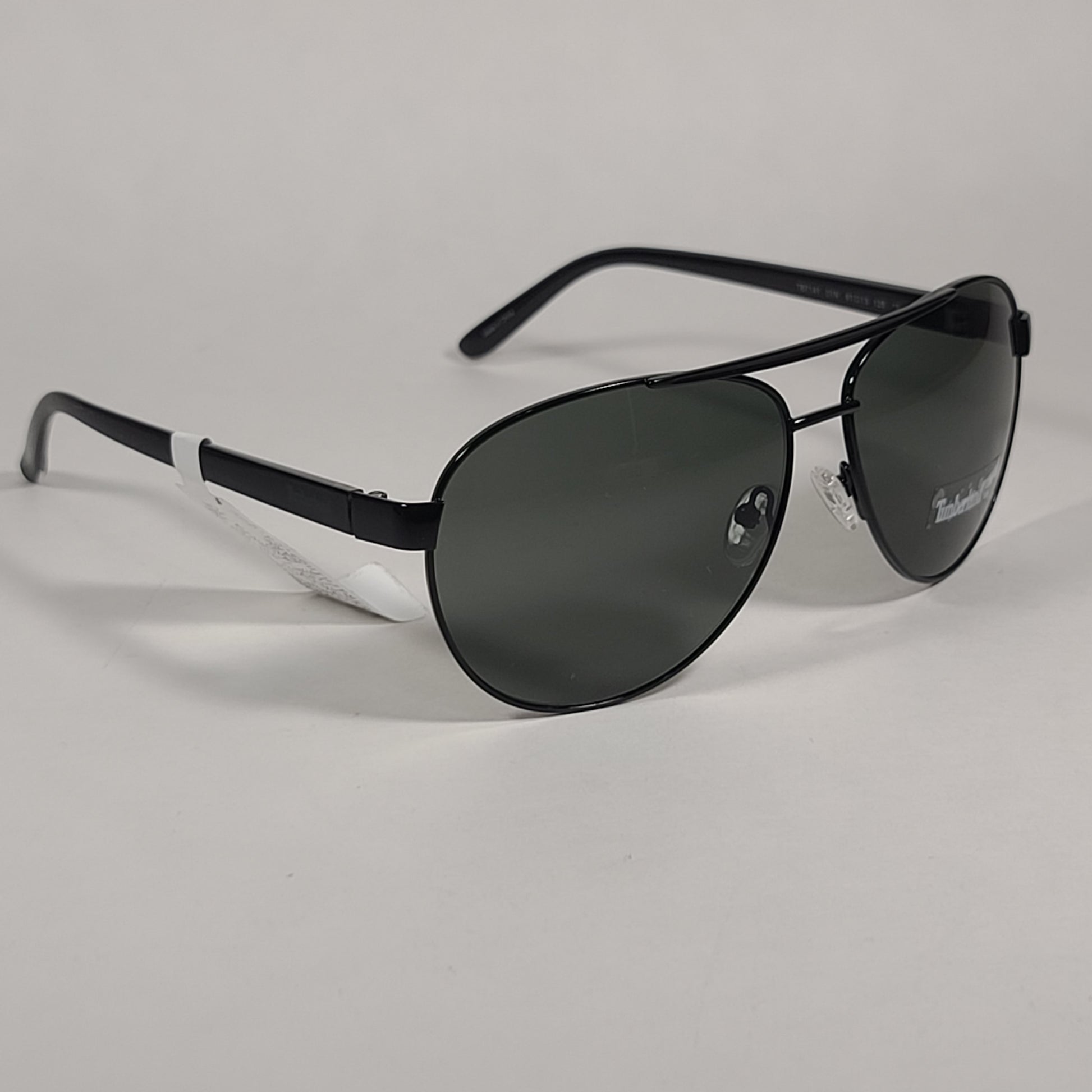 Timberland Aviator Sunglasses Shiny Black Frame Green Tinted Lens TB7141 01N - Sunglasses