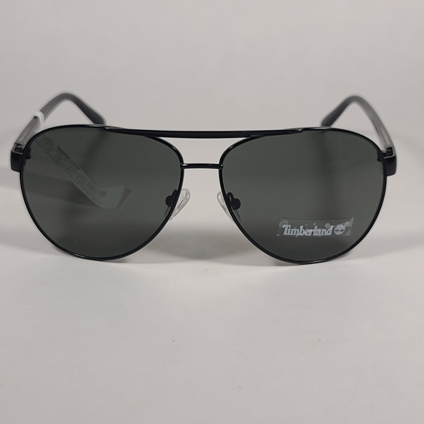 Timberland Aviator Sunglasses Shiny Black Frame Green Tinted Lens TB7141 01N - Sunglasses