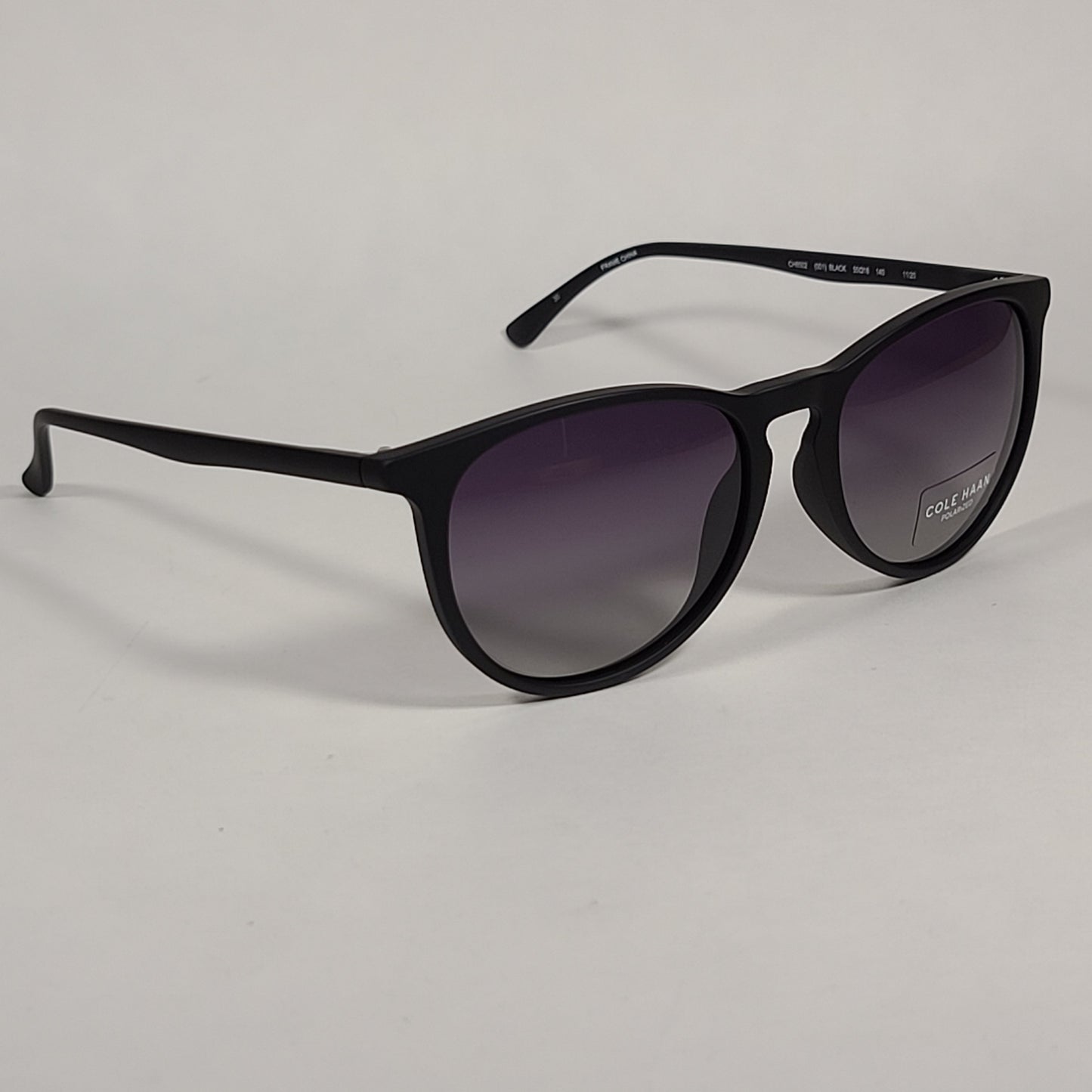 Cole Haan CH8502 001 Polarized Key Hole Sunglasses Matte Black Frame Smoke Gradient Lens - Sunglasses