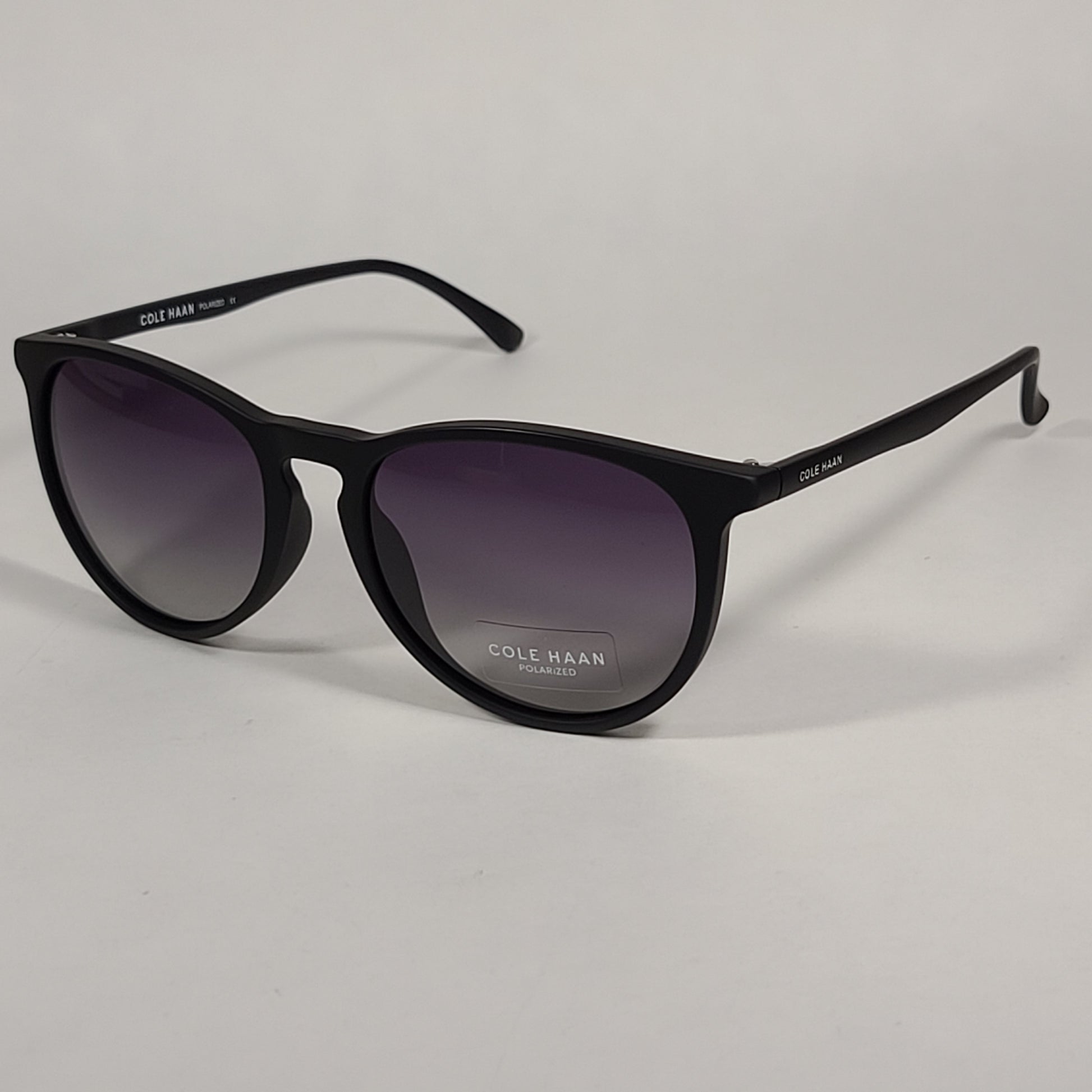 Cole Haan CH8502 001 Polarized Key Hole Sunglasses Matte Black Frame Smoke Gradient Lens - Sunglasses