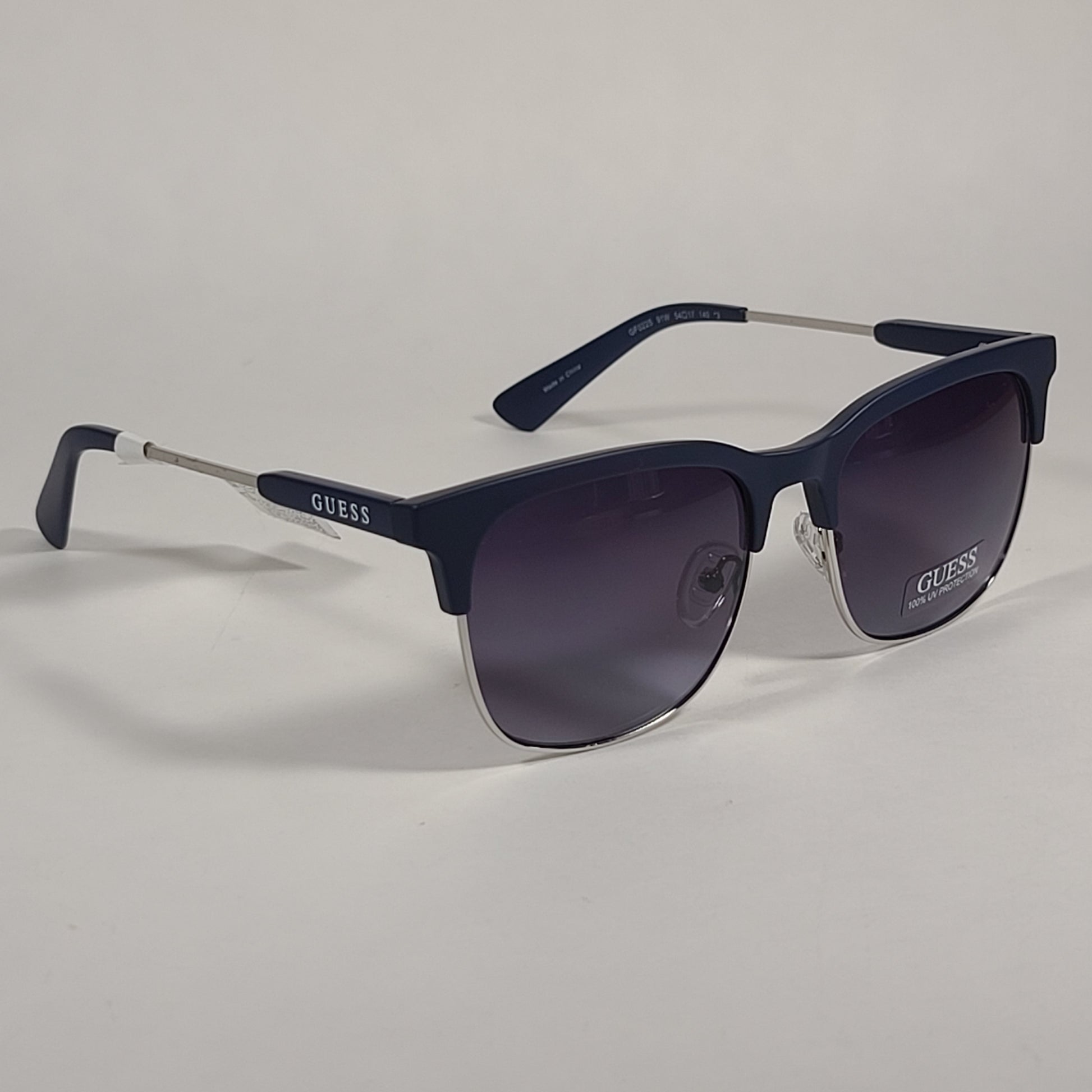 Guess Square Club Sunglasses Navy Blue And Gray Frame Smoke Gradient Lens GF0225 91W - Sunglasses