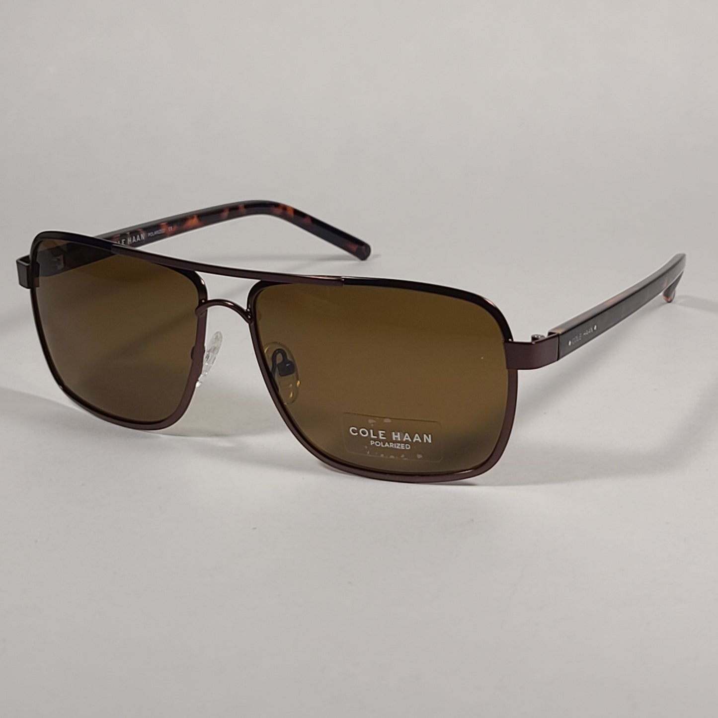 Cole Haan Polarized Navigator Sunglasses Brown Tortoise Frame Brown Lens CH8008 200 BROWN - Sunglasses