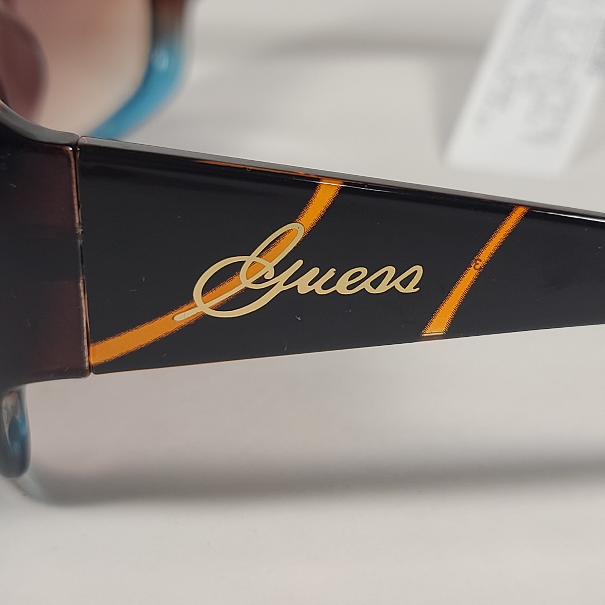 Guess Oversized Butterfly Sunglasses Brown Tortoise Turquoise Frame Brown Gradient Lens GUF200 TO-34A - Sunglasses