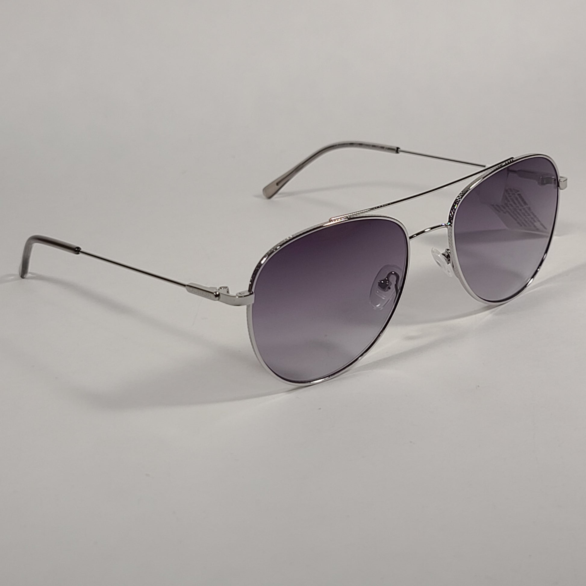 Calvin Klein CK20120S 045 Aviator Pilot Sunglasses Silver Frame Smoke Gradient Lens - Sunglasses