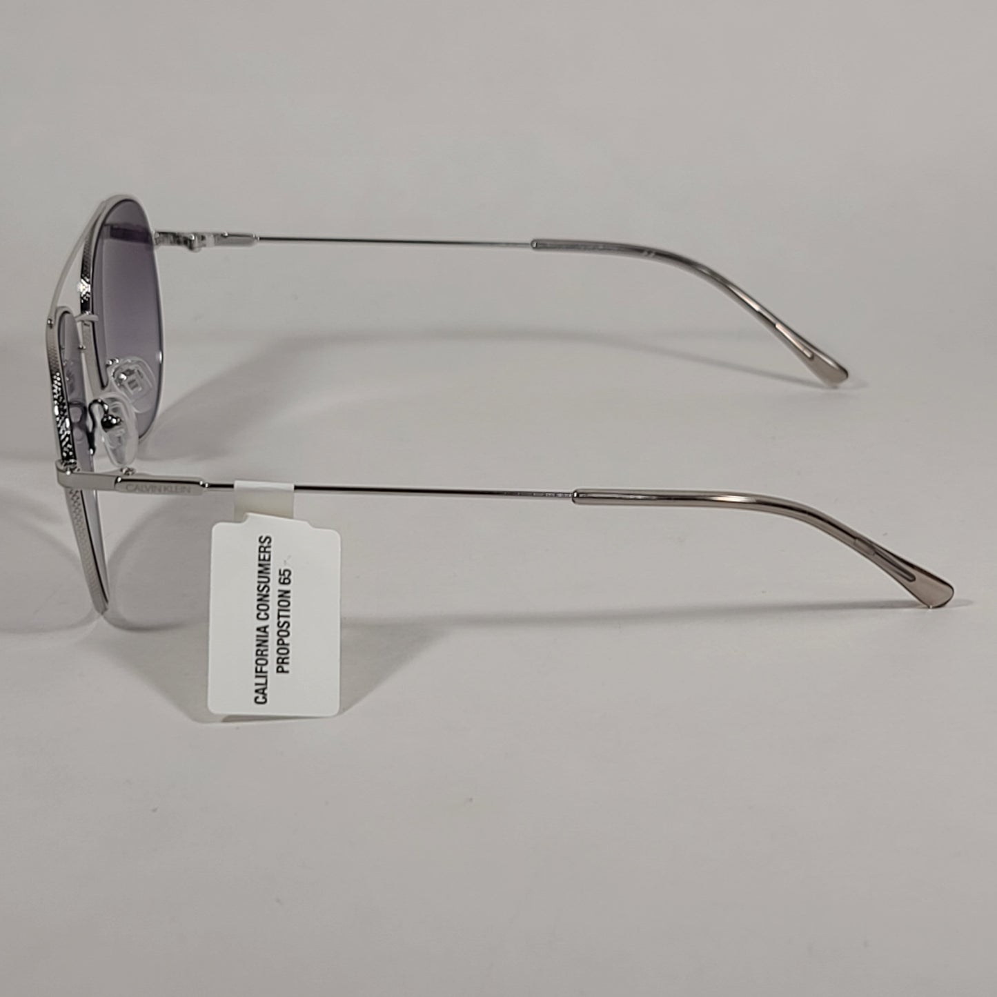 Calvin Klein CK20120S 045 Aviator Pilot Sunglasses Silver Frame Smoke Gradient Lens - Sunglasses