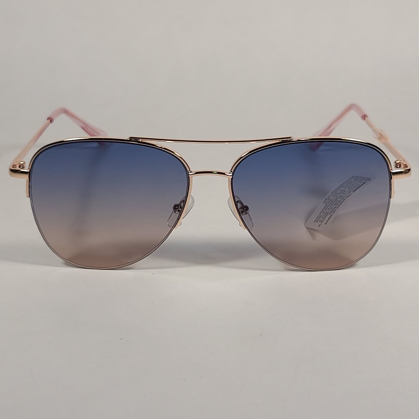 Calvin Klein Aviator Half Rim Sunglasses CK20119S 780 Rose Gold Frame Blue/Rose Gradient Lens - Sunglasses