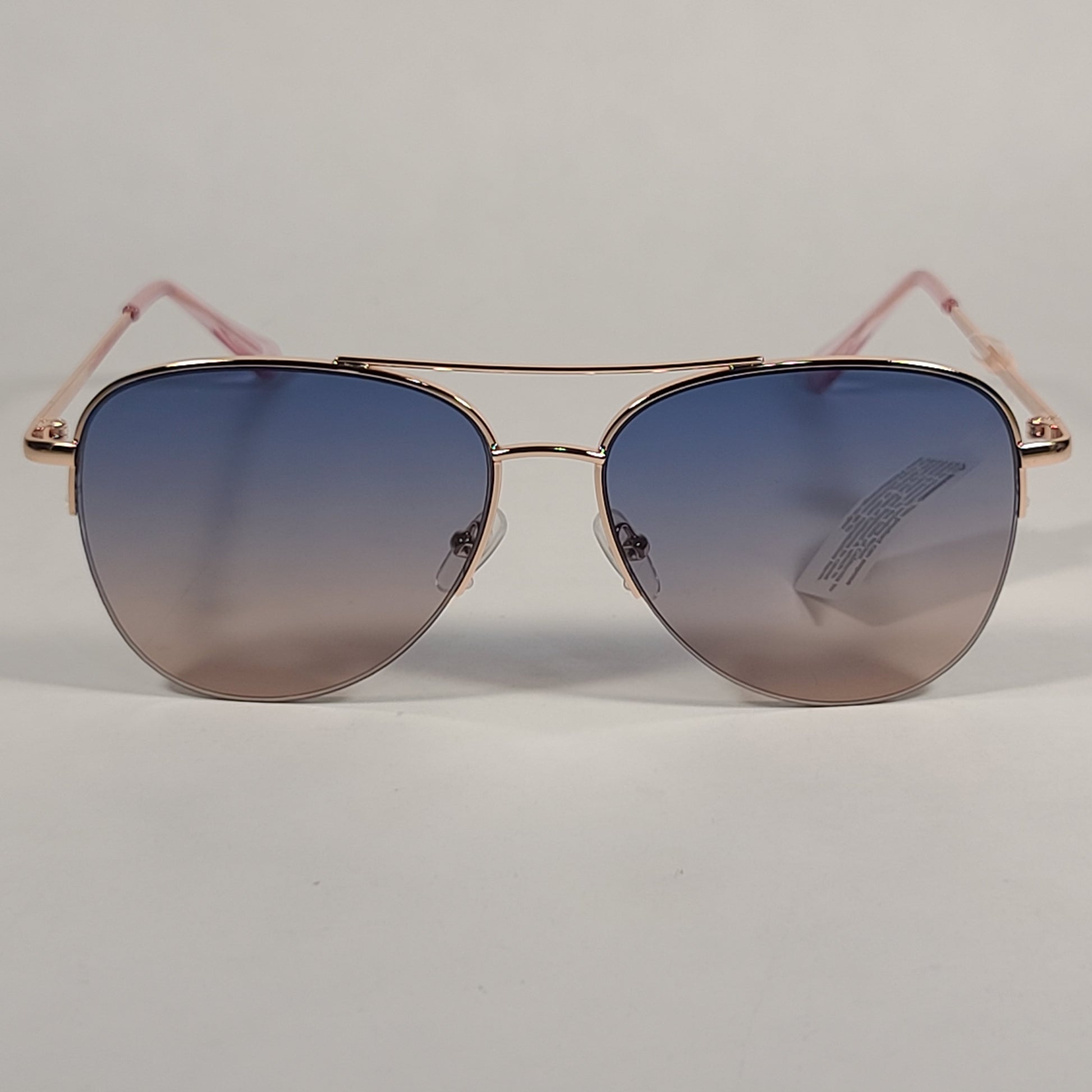 Calvin Klein Aviator Half Rim Sunglasses CK20119S 780 Rose Gold Frame Blue/Rose Gradient Lens - Sunglasses