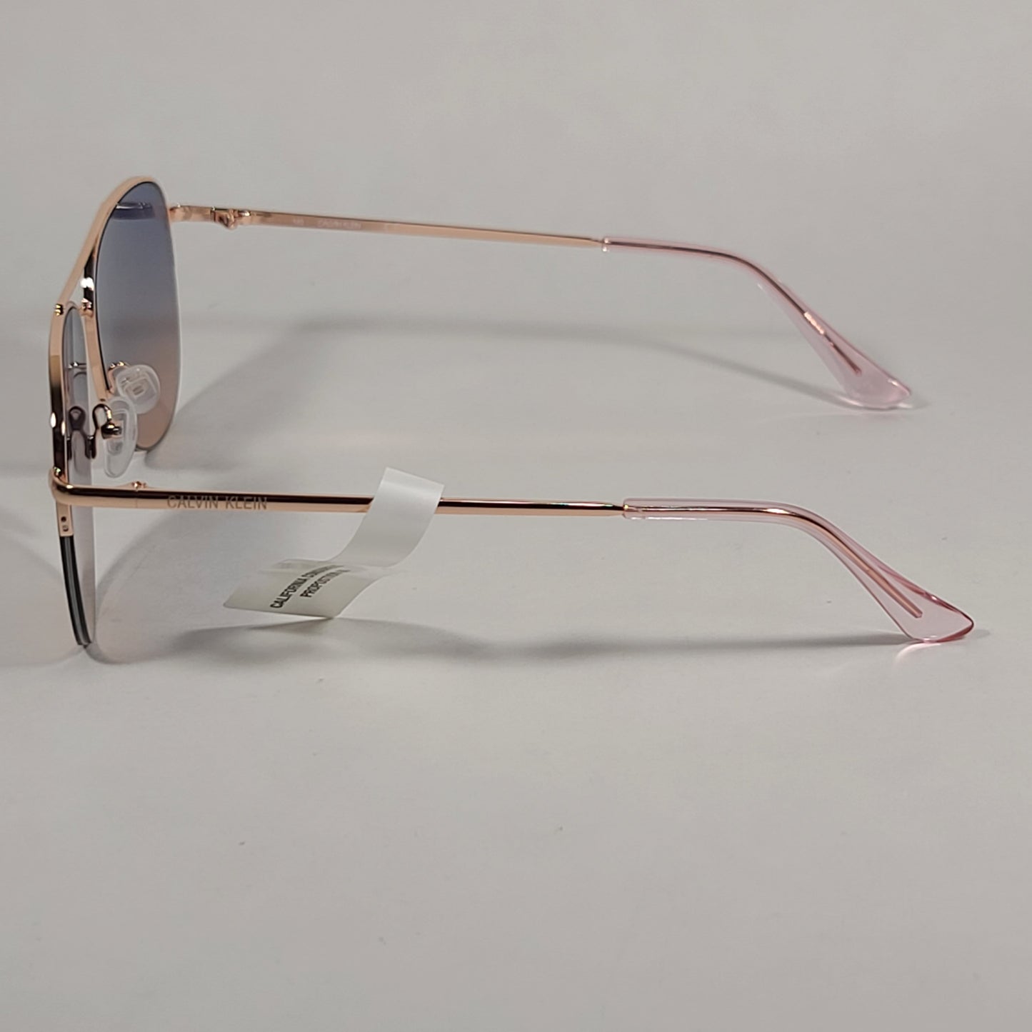 Calvin Klein Aviator Half Rim Sunglasses CK20119S 780 Rose Gold Frame Blue/Rose Gradient Lens - Sunglasses