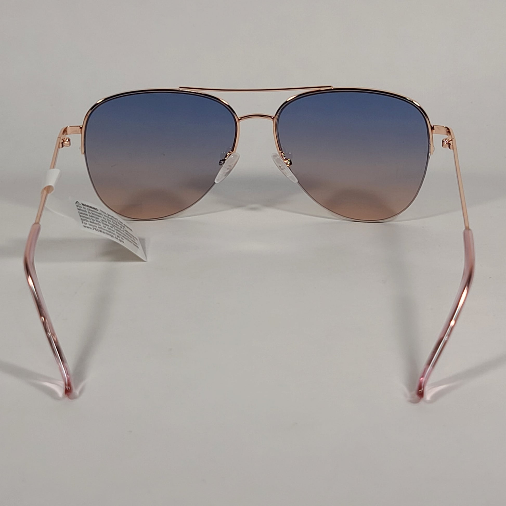 Calvin Klein Aviator Half Rim Sunglasses CK20119S 780 Rose Gold Frame Blue/Rose Gradient Lens - Sunglasses