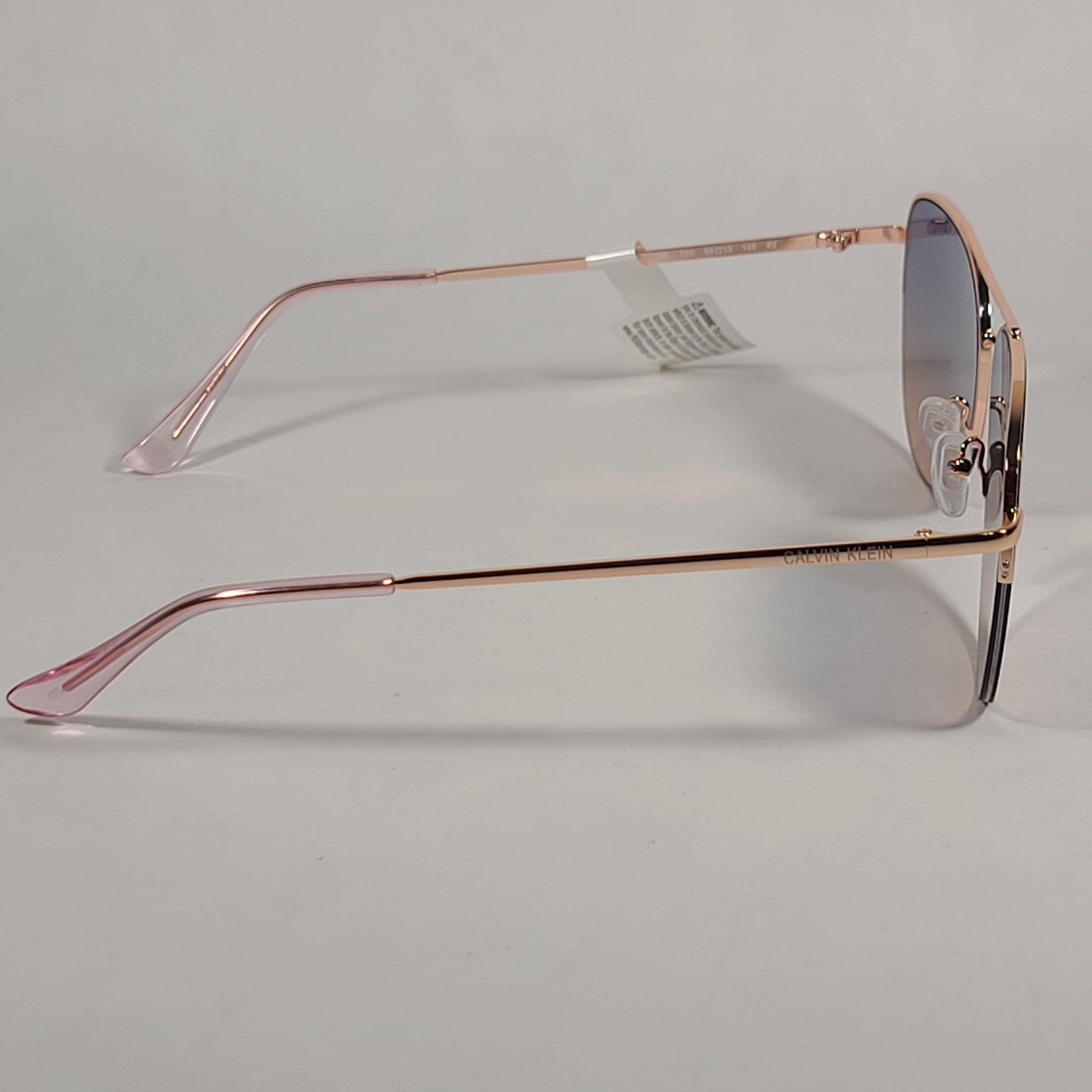 Calvin Klein Aviator Half Rim Sunglasses CK20119S 780 Rose Gold Frame Blue/Rose Gradient Lens - Sunglasses