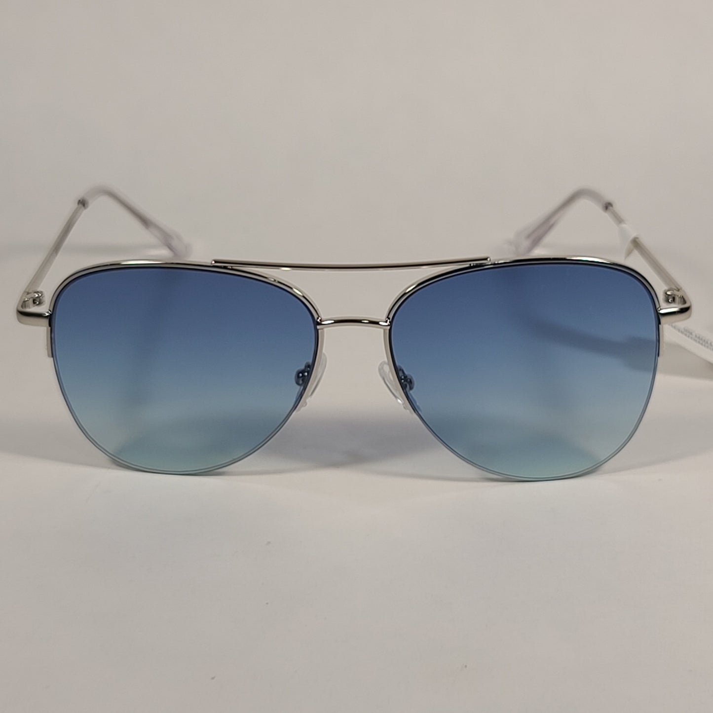 Calvin Klein Aviator Half Rim Sunglasses CK20119S 045 Silver Frame Blue Gradient Lens - Sunglasses