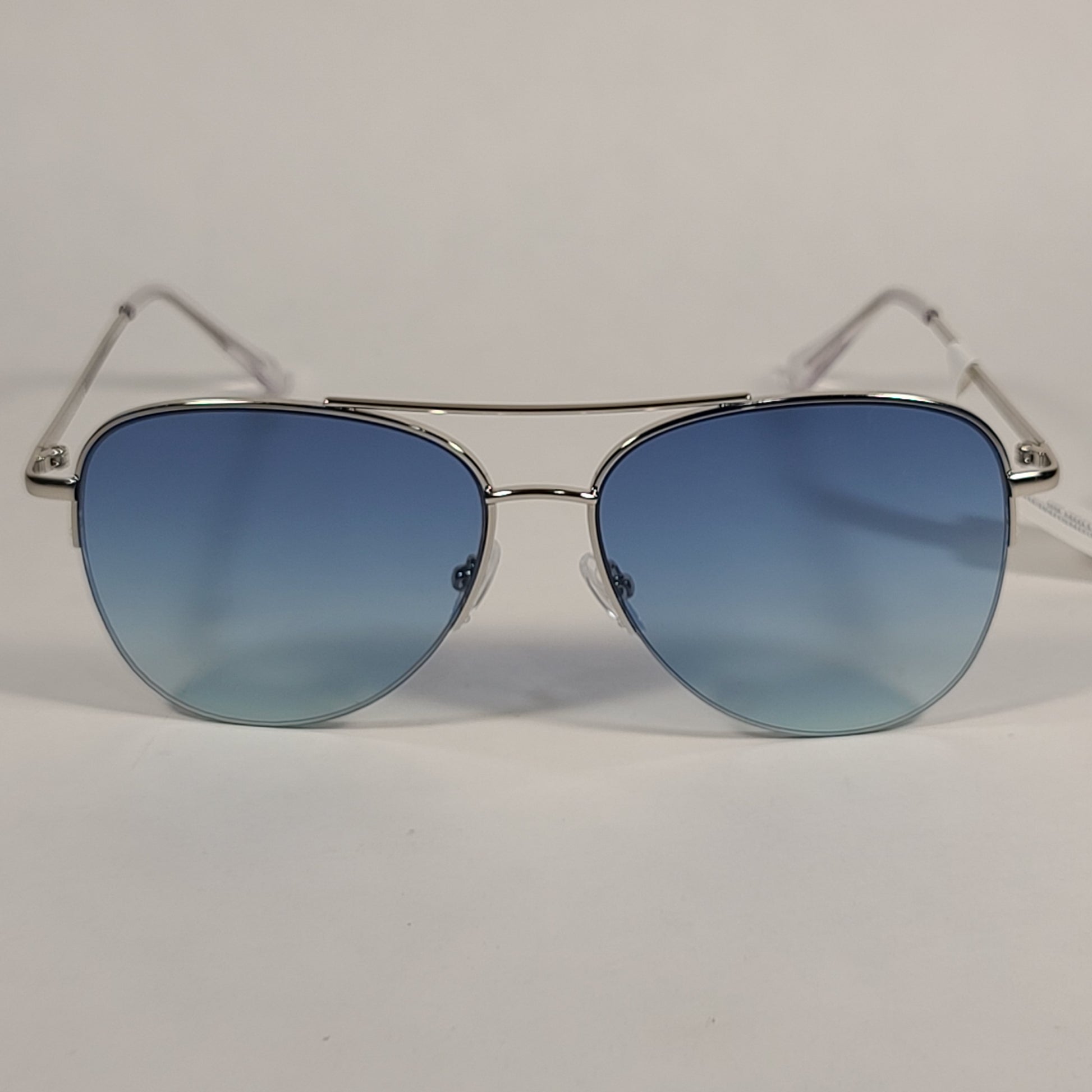 Calvin Klein Aviator Half Rim Sunglasses CK20119S 045 Silver Frame Blue Gradient Lens - Sunglasses