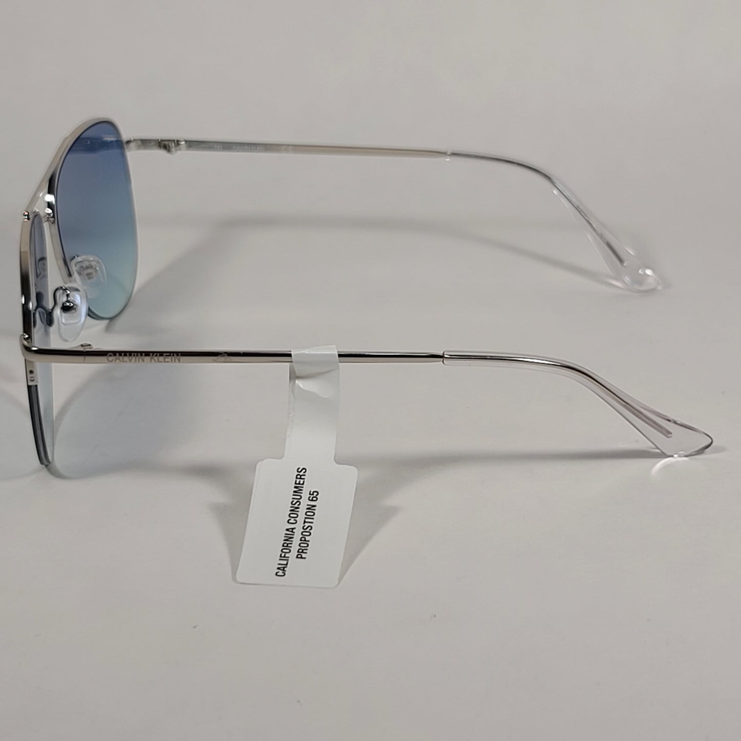 Calvin Klein Aviator Half Rim Sunglasses CK20119S 045 Silver Frame Blue Gradient Lens - Sunglasses