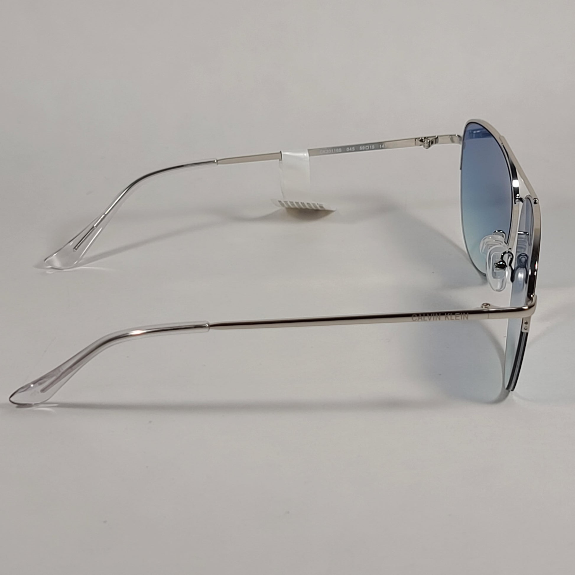 Calvin Klein Aviator Half Rim Sunglasses CK20119S 045 Silver Frame Blue Gradient Lens - Sunglasses