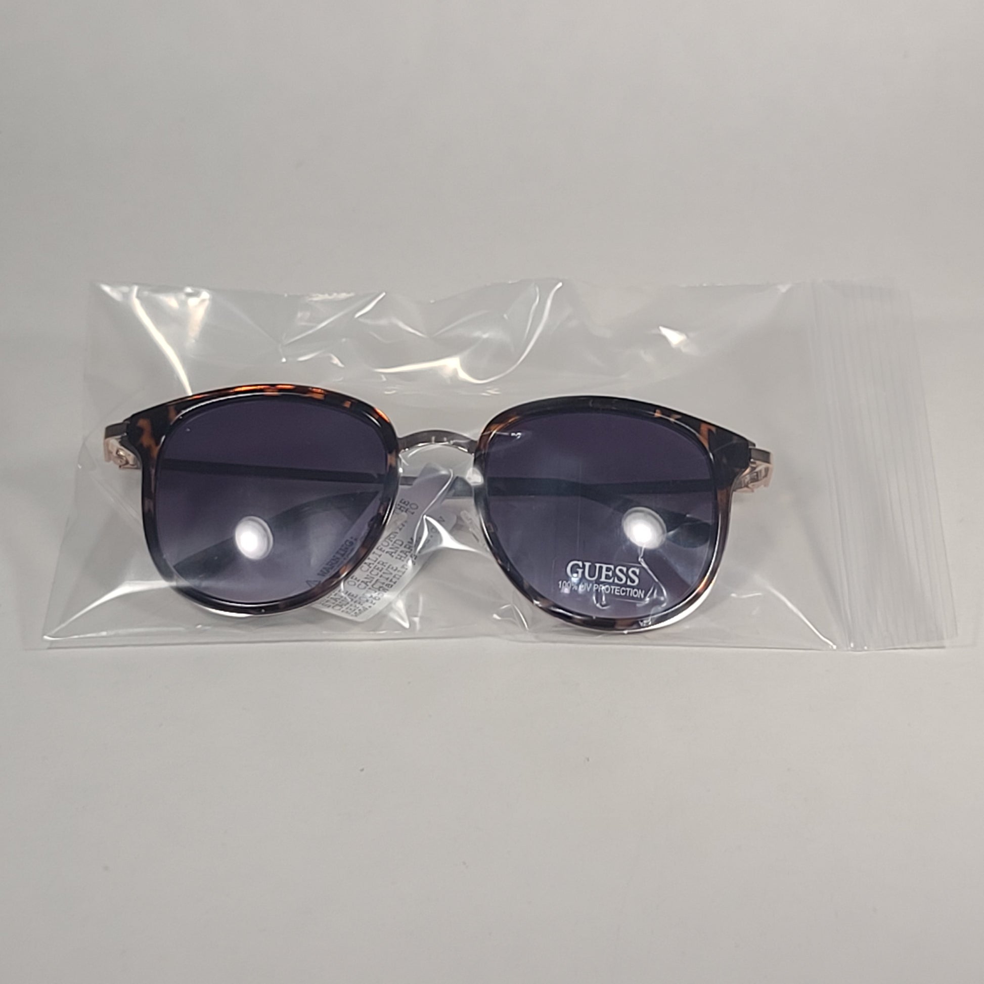 Guess Designer Sunglasses Brown Tortoise And Gold Frame Gray Smoke Gradient Lens GF0379 52B - Sunglasses