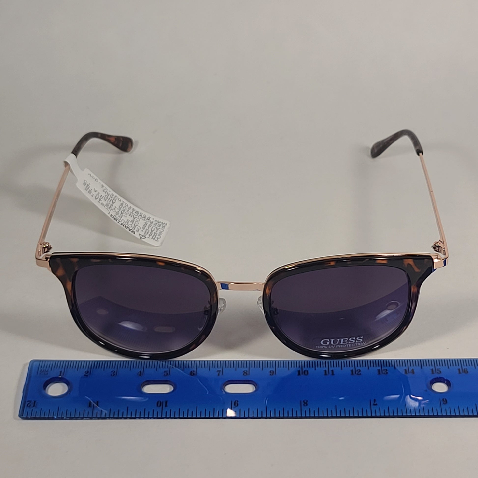 Guess Designer Sunglasses Brown Tortoise And Gold Frame Gray Smoke Gradient Lens GF0379 52B - Sunglasses