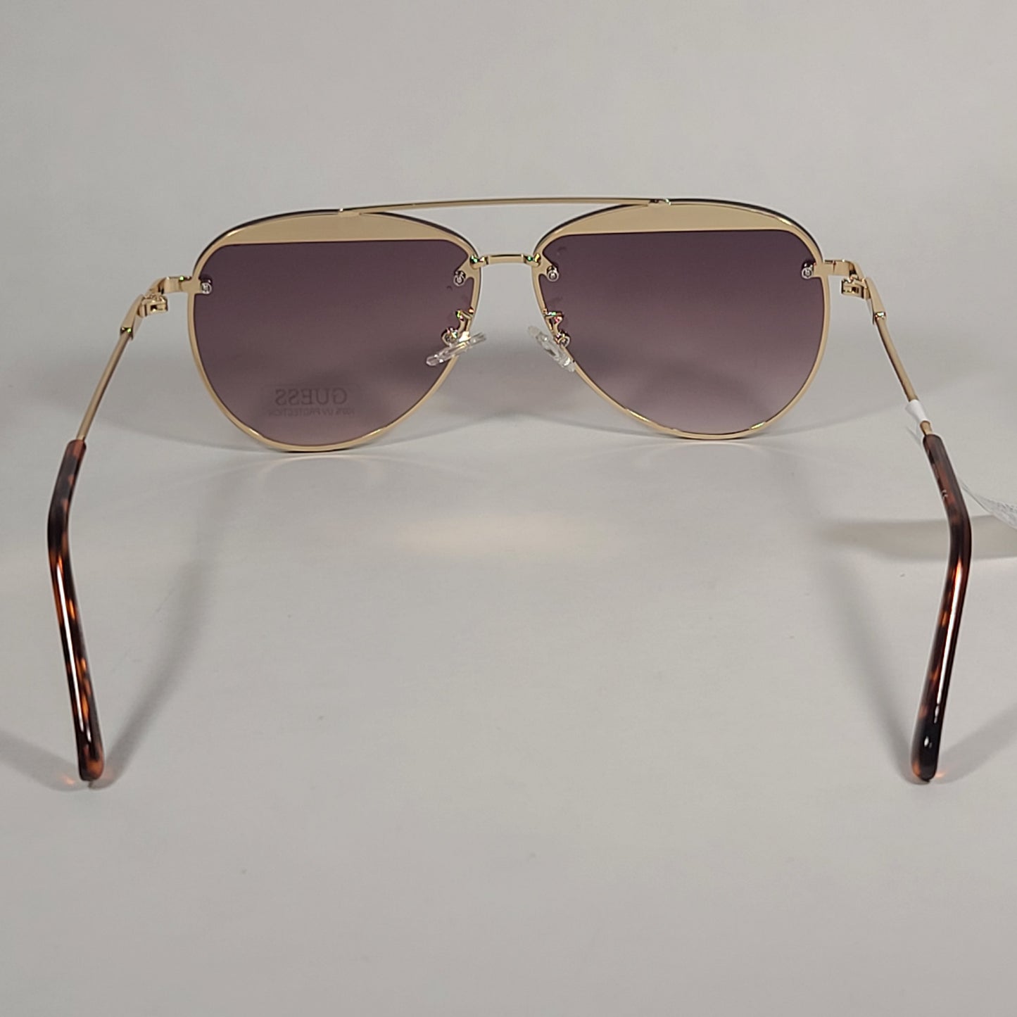 Guess Rimless Aviator Sunglasses Gold Brown Frame Brown Gradient Lens GF0386 32F - Sunglasses