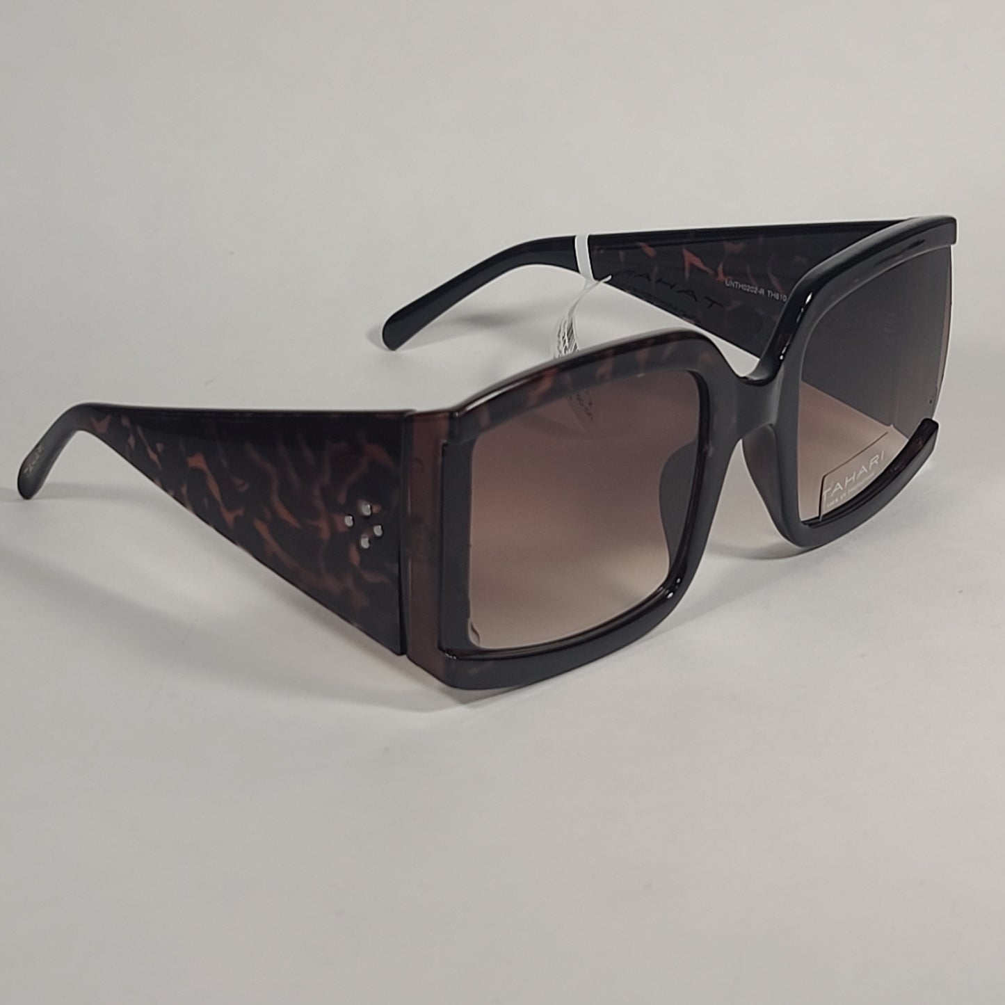 Tahari Oversize Square Sunglasses Dark Brown Tortoise Brown Gradient TH810 DKTS - Sunglasses