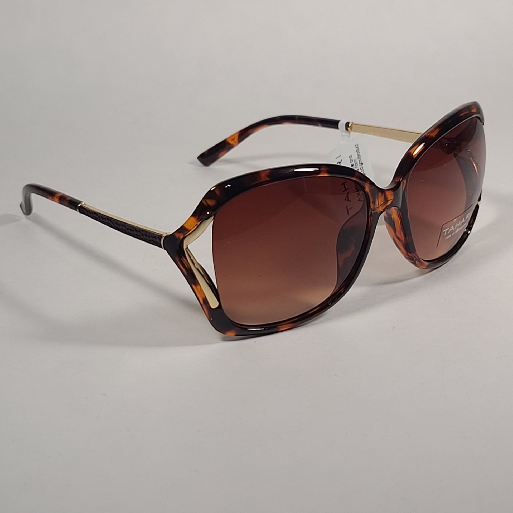 Tahari Butterfly Sunglasses Brown Tortoise Gold Frame Brown Gradient Lens TH776 TS - Sunglasses