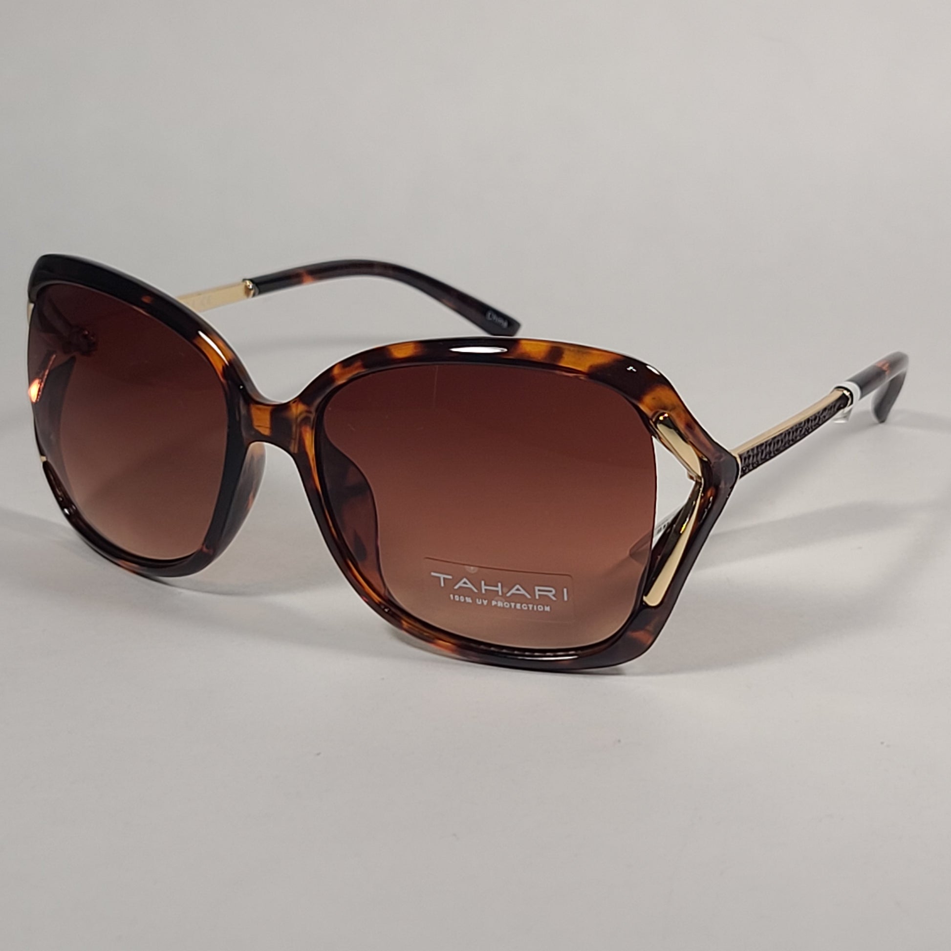 Tahari Butterfly Sunglasses Brown Tortoise Gold Frame Brown Gradient Lens TH776 TS - Sunglasses