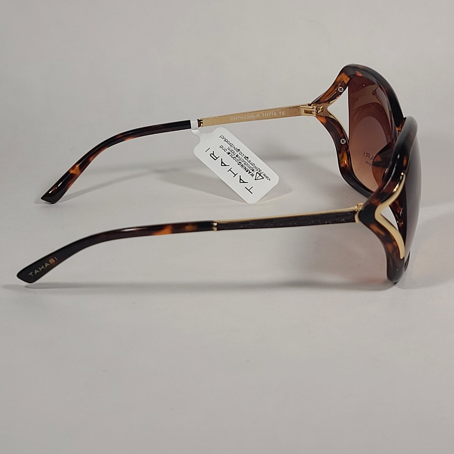 Tahari Butterfly Sunglasses Brown Tortoise Gold Frame Brown Gradient Lens TH776 TS - Sunglasses