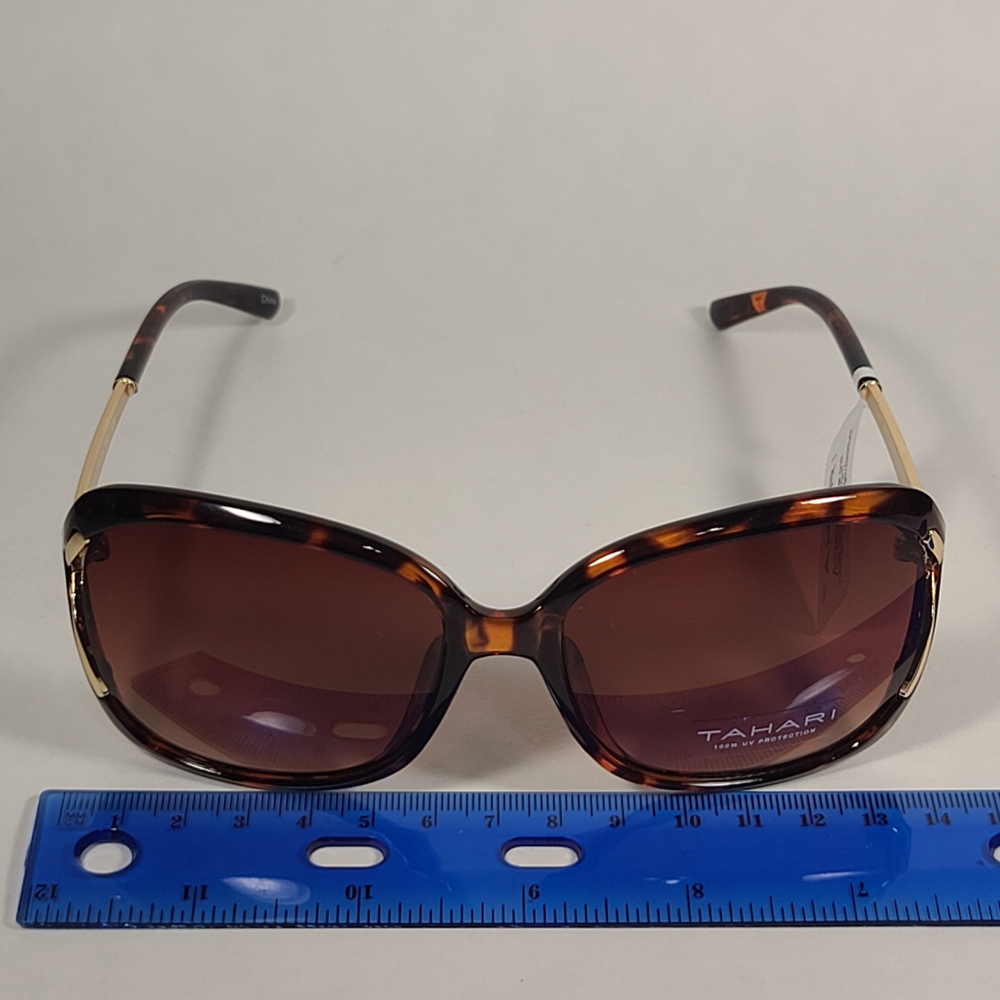 Tahari Butterfly Sunglasses Brown Tortoise Gold Frame Brown Gradient Lens TH776 TS - Sunglasses