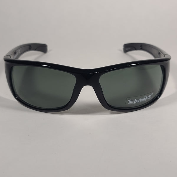 Timberland Aviator Sunglasses Shiny Black Frame Green Tinted Lens TB71