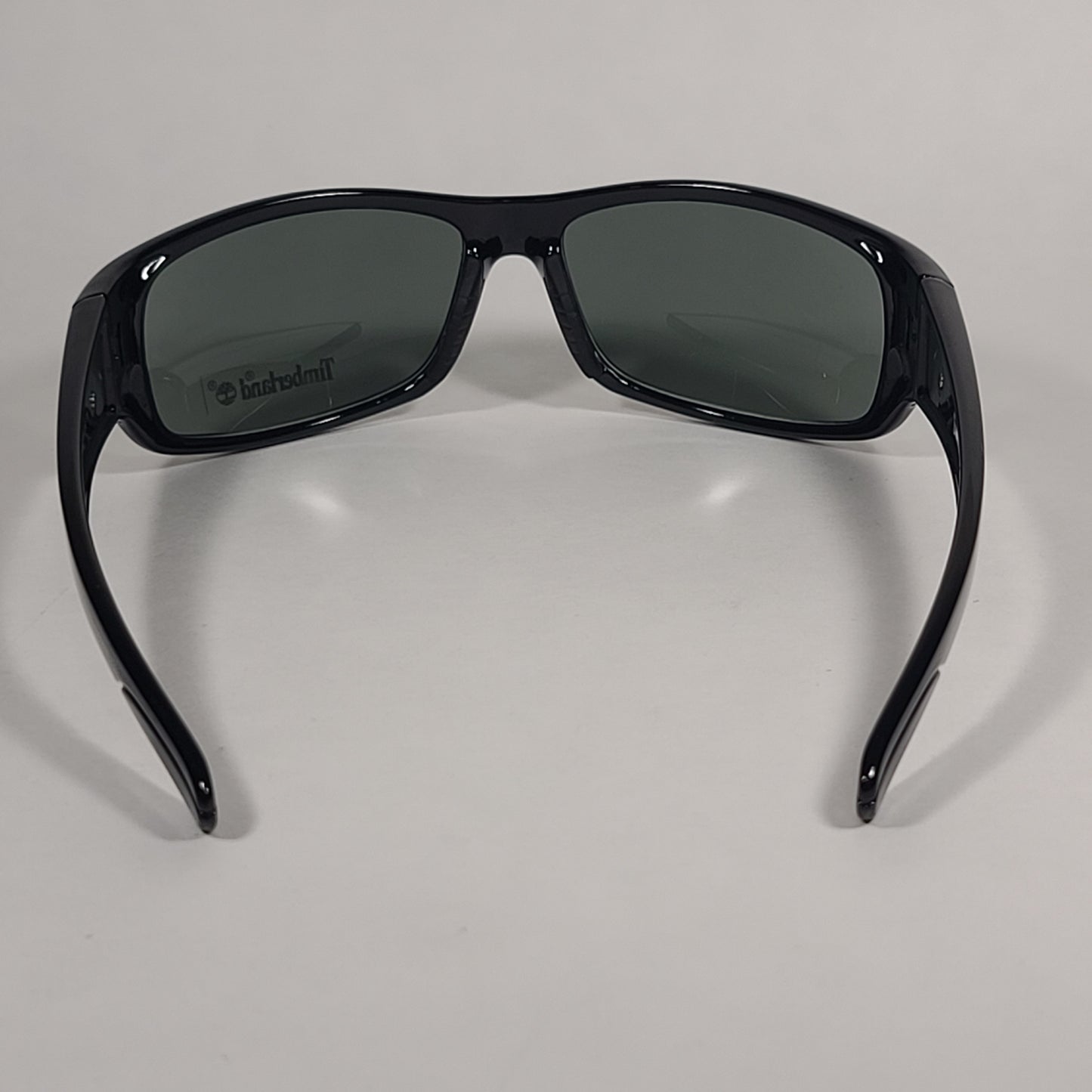 Timberland Wrap Sunglasses Shiny Black Frame Green Lens TB7127 01N - Sunglasses