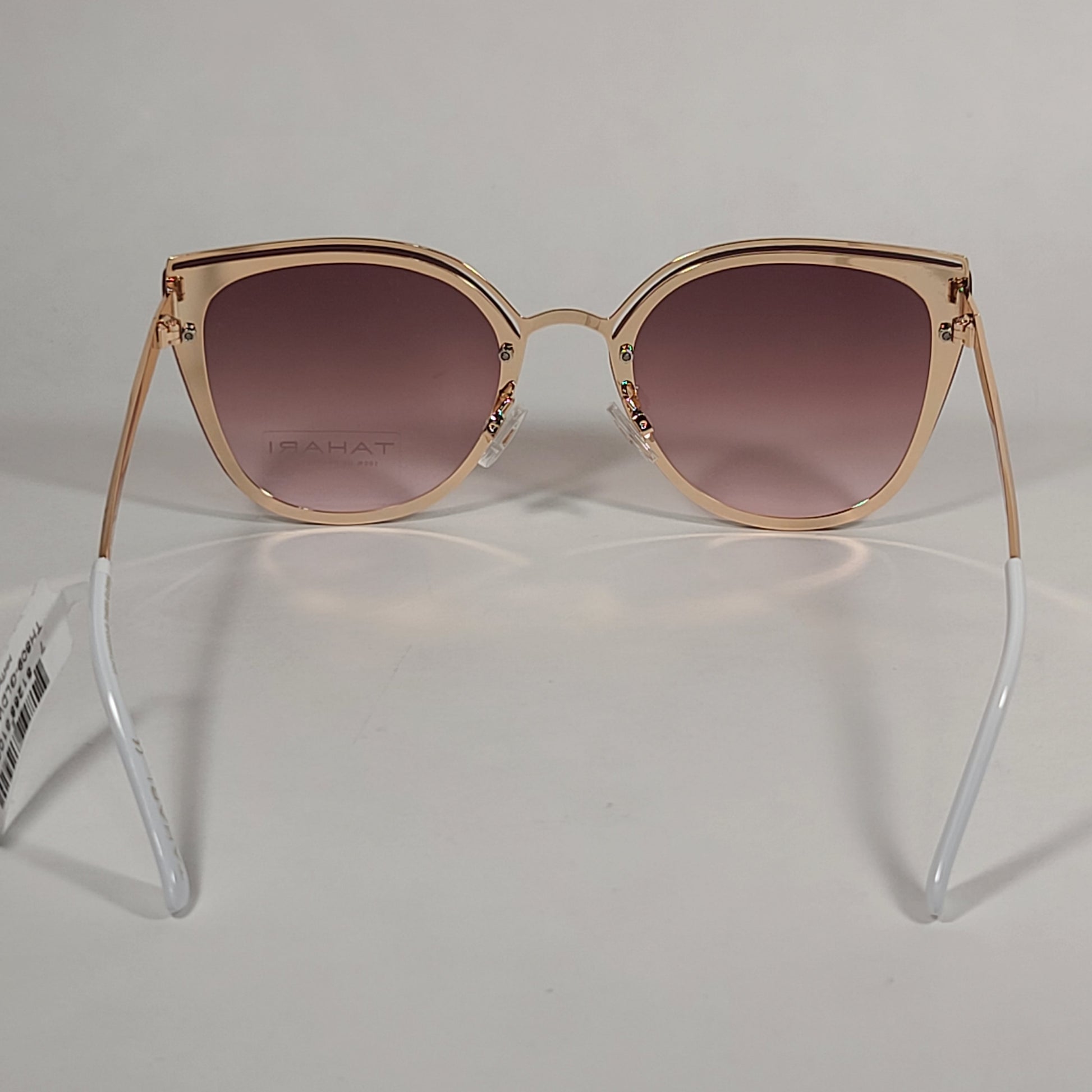 Tahari Rimless Cat Eye Sunglasses Gold White Frame Brown Pink Gradient Lens TH809 GLDWH - Sunglasses