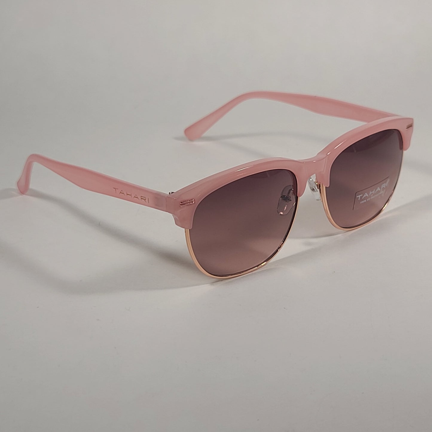 Tahari Square Club Sunglasses Pink Frame Brown Gradient Lens TH622 PK - Sunglasses