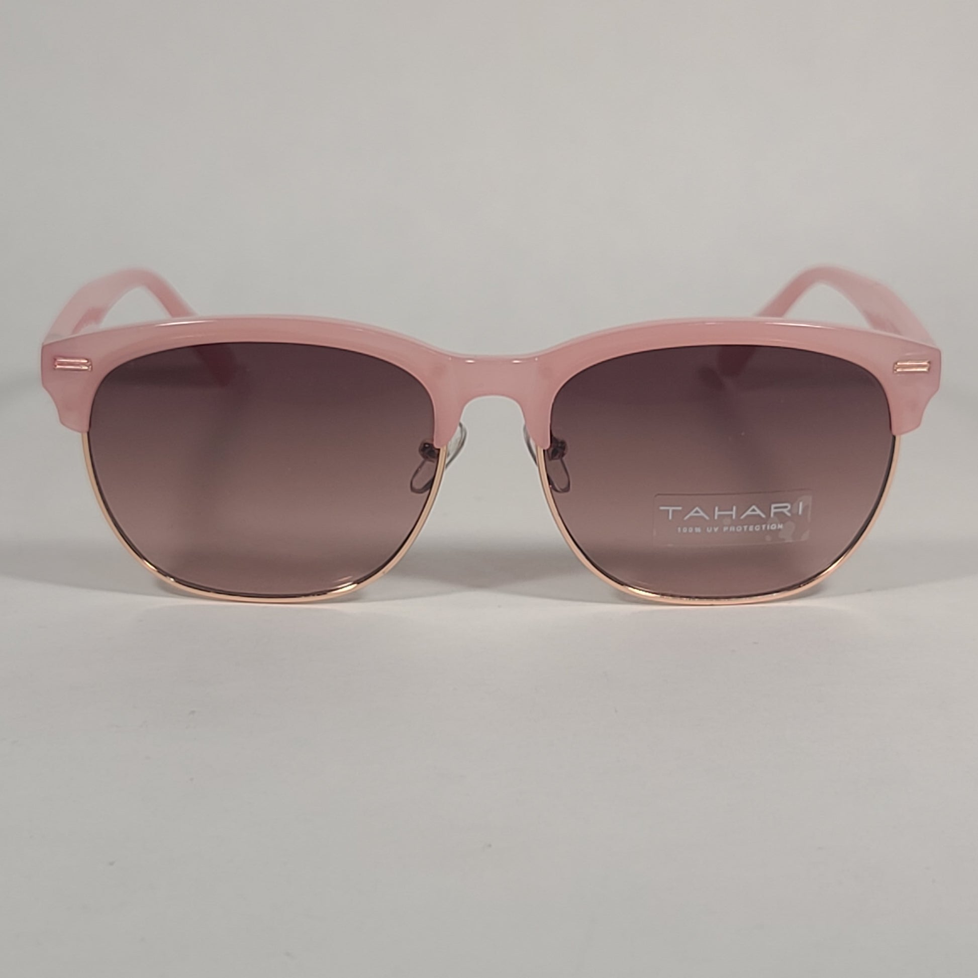 Tahari Square Club Sunglasses Pink Frame Brown Gradient Lens TH622 PK - Sunglasses