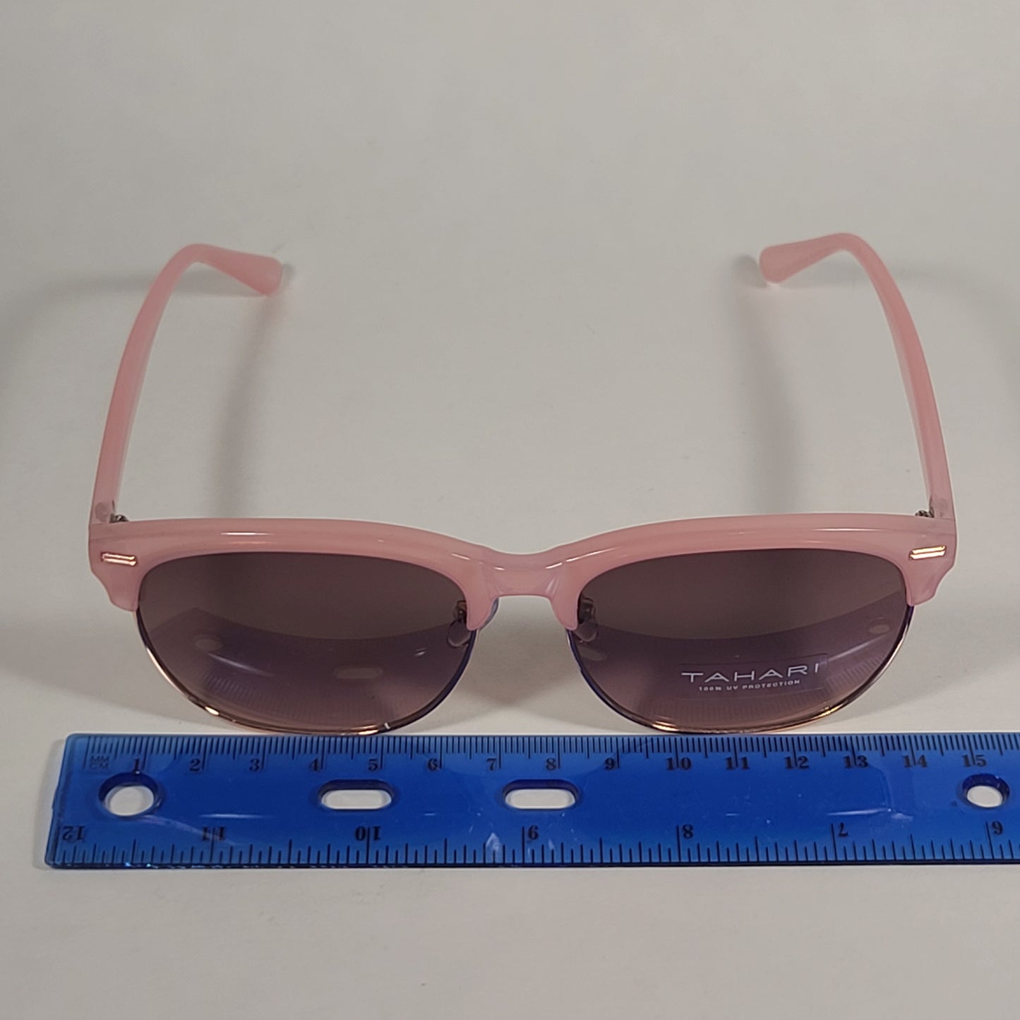 Tahari Square Club Sunglasses Pink Frame Brown Gradient Lens TH622 PK - Sunglasses