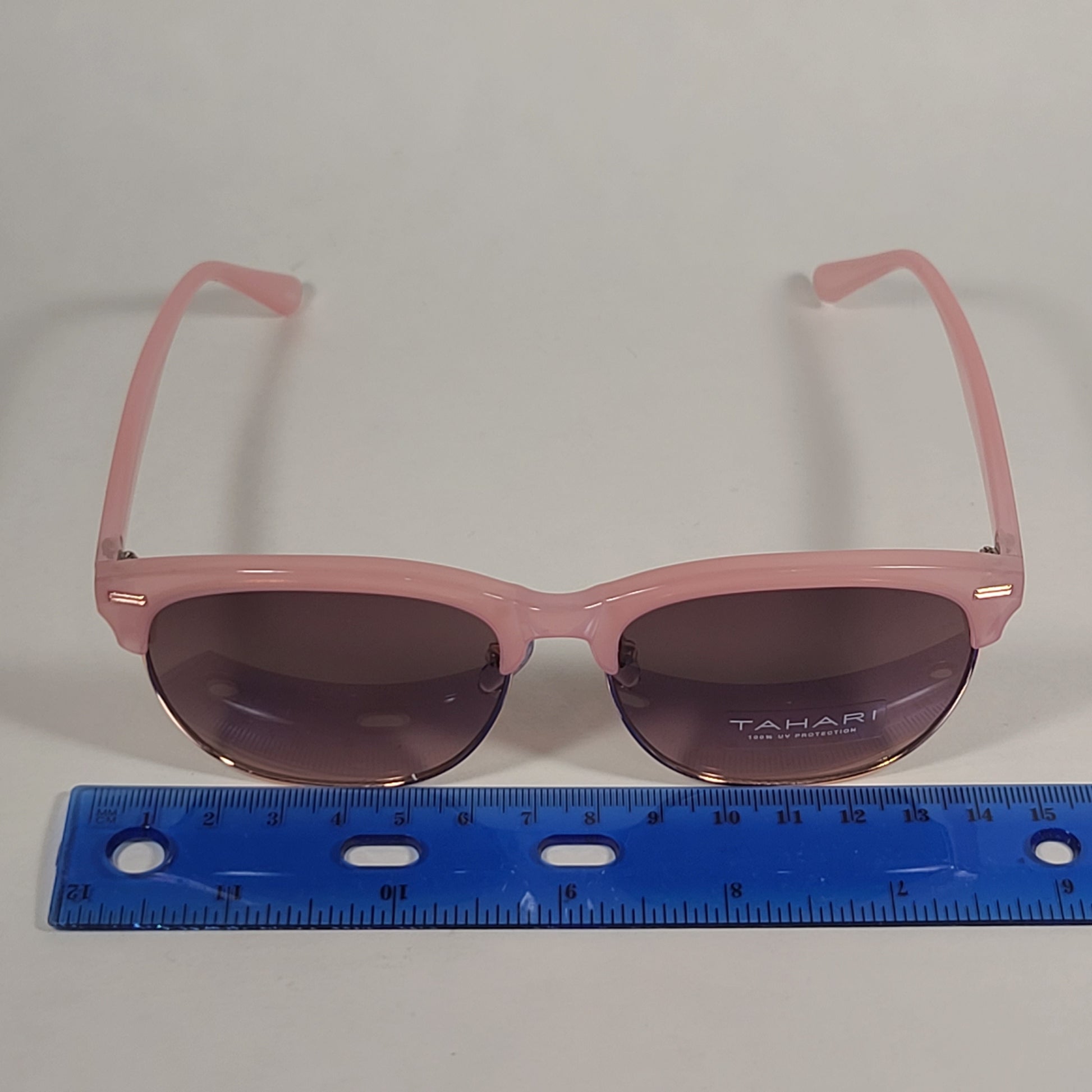 Tahari Square Club Sunglasses Pink Frame Brown Gradient Lens TH622 PK - Sunglasses