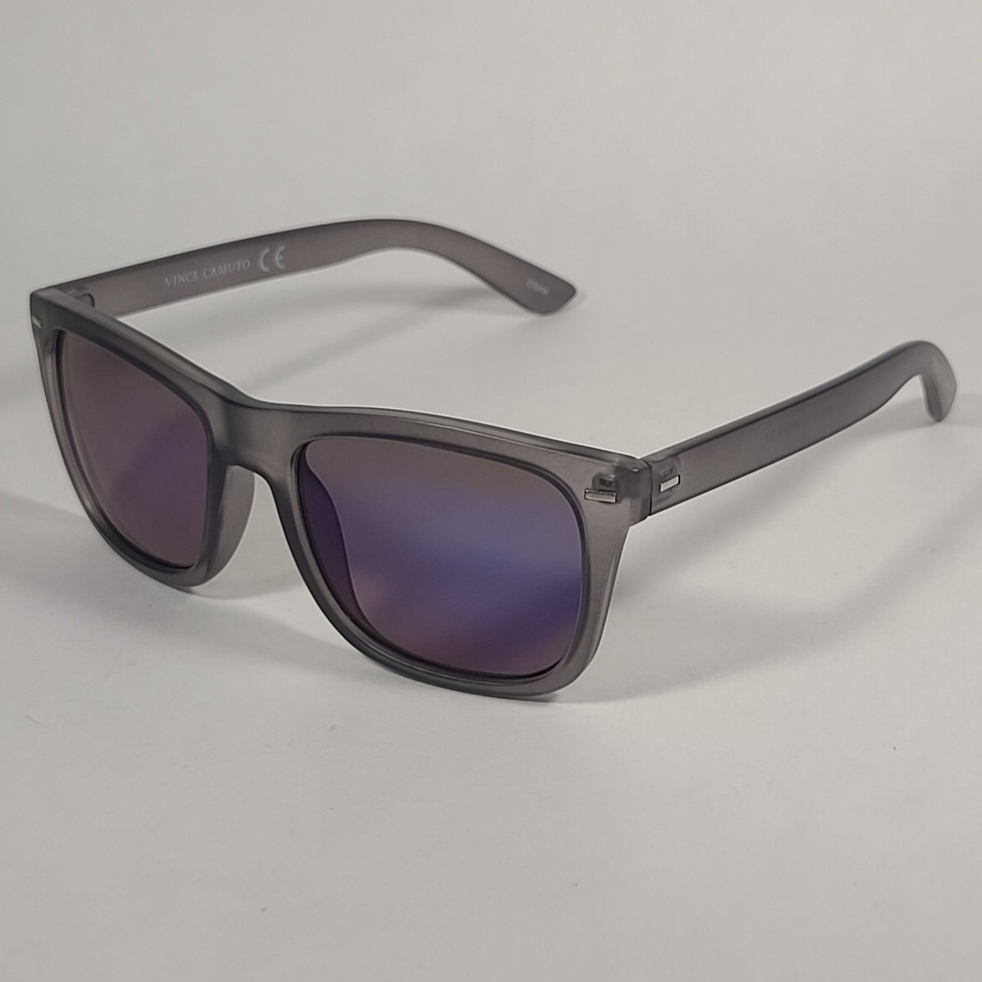 Vince Camuto Square Sunglasses Matte Gray Crystal Frame Blue / Violet Flash Lens VM615 GY - Sunglasses