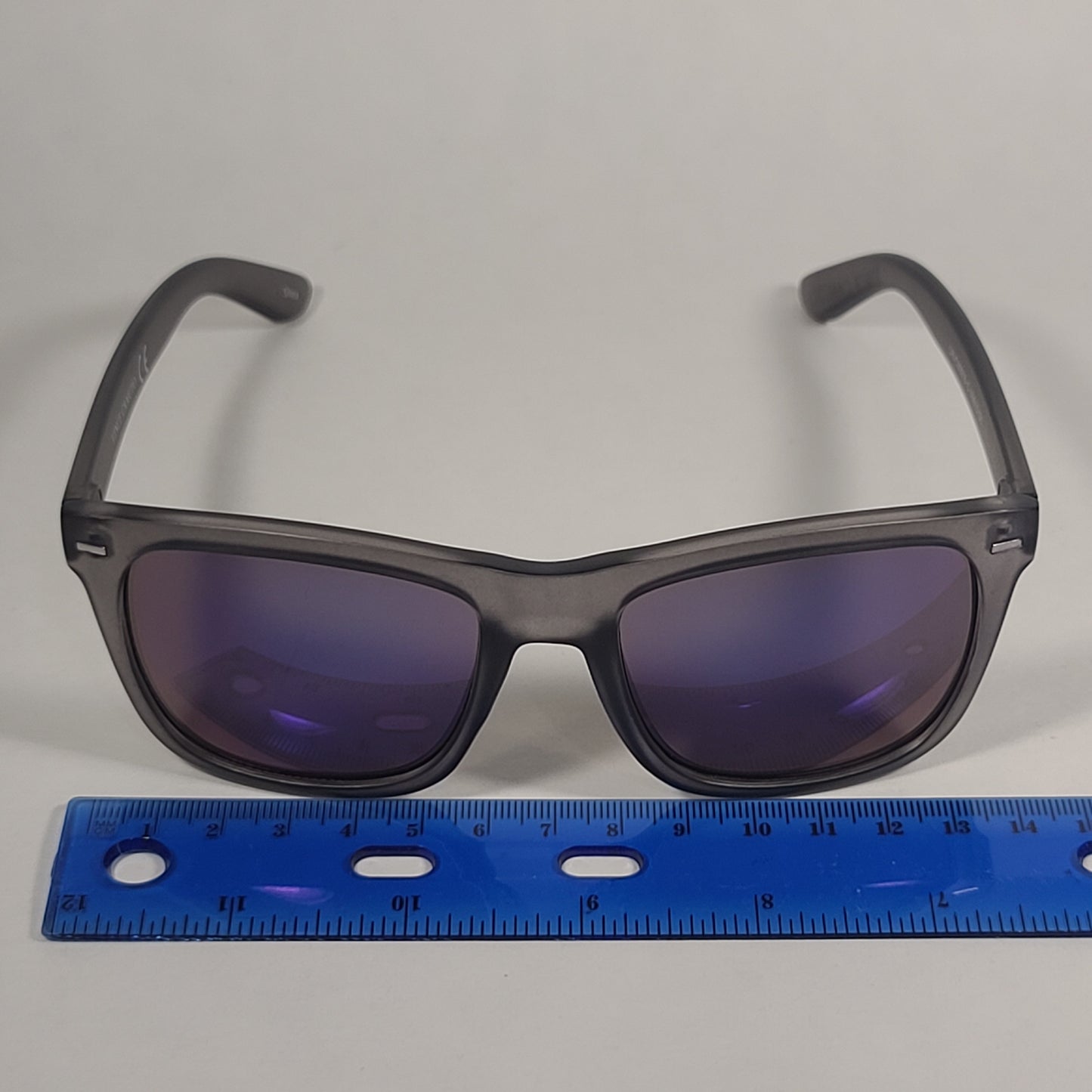 Vince Camuto Square Sunglasses Matte Gray Crystal Frame Blue / Violet Flash Lens VM615 GY - Sunglasses