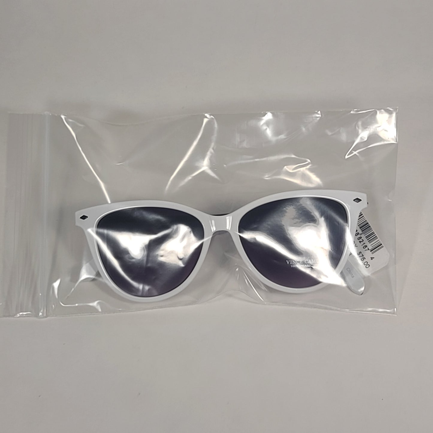 Vince Camuto Cat Eye Sunglasses White And Black Frame Smoke Gradient Lens VC961 WHOX - Sunglasses