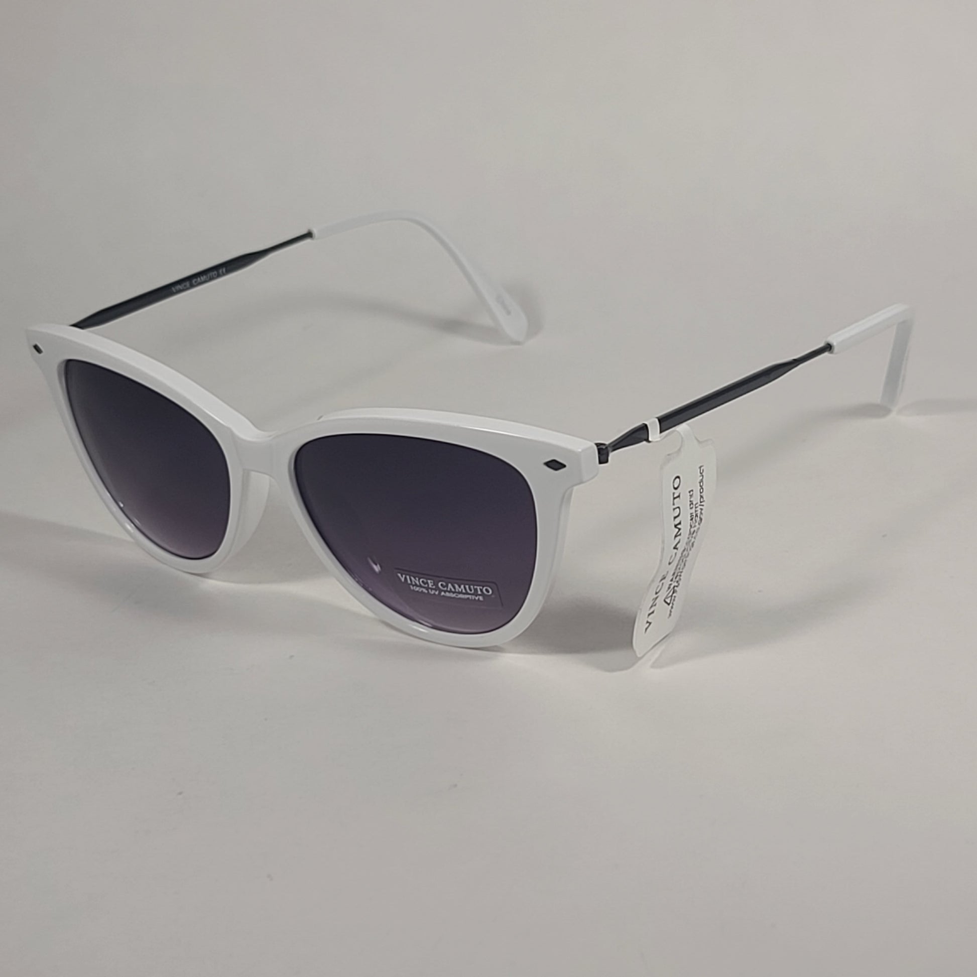 Vince Camuto Cat Eye Sunglasses White And Black Frame Smoke Gradient Lens VC961 WHOX - Sunglasses