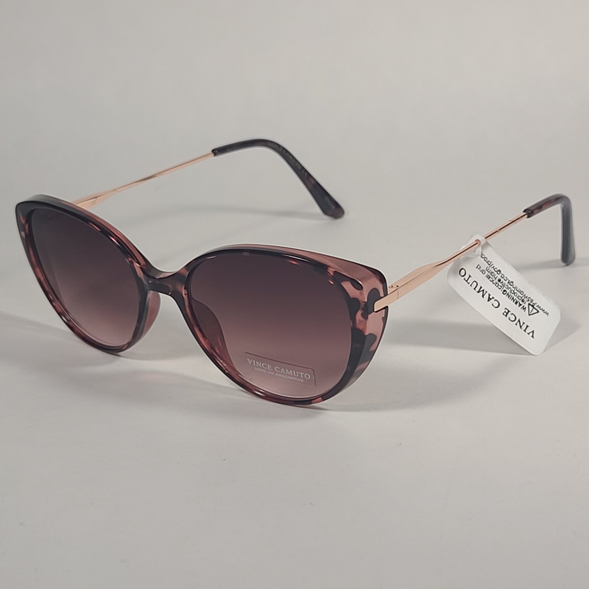 Vince Camuto Cat Eye Sunglasses Pink Tortoise And Gold Frame Brown Gradient Lens VC967 PKTS - Sunglasses