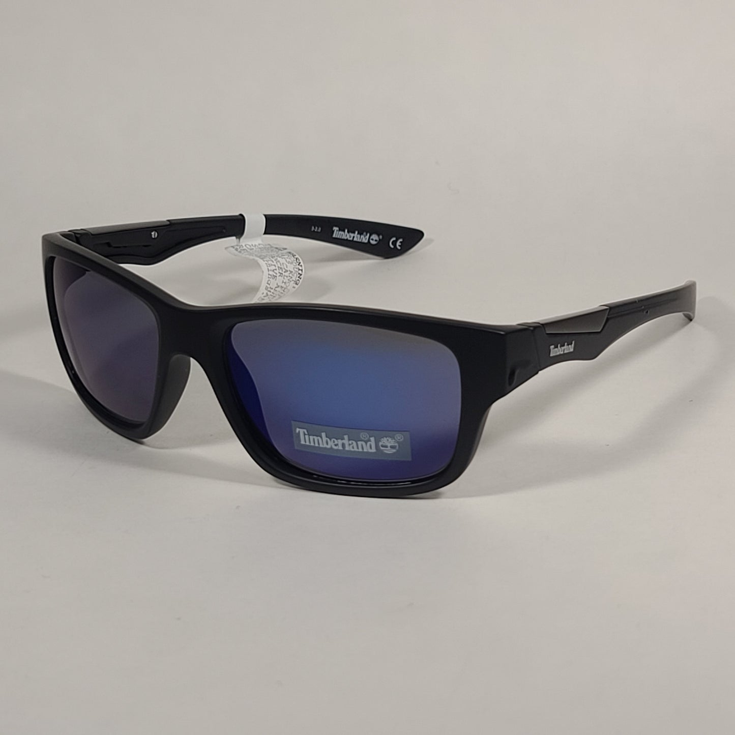 Timberland Sport Sunglasses Matte Black Frame Blue Mirror Flash Lens TB7155 02X - Sunglasses