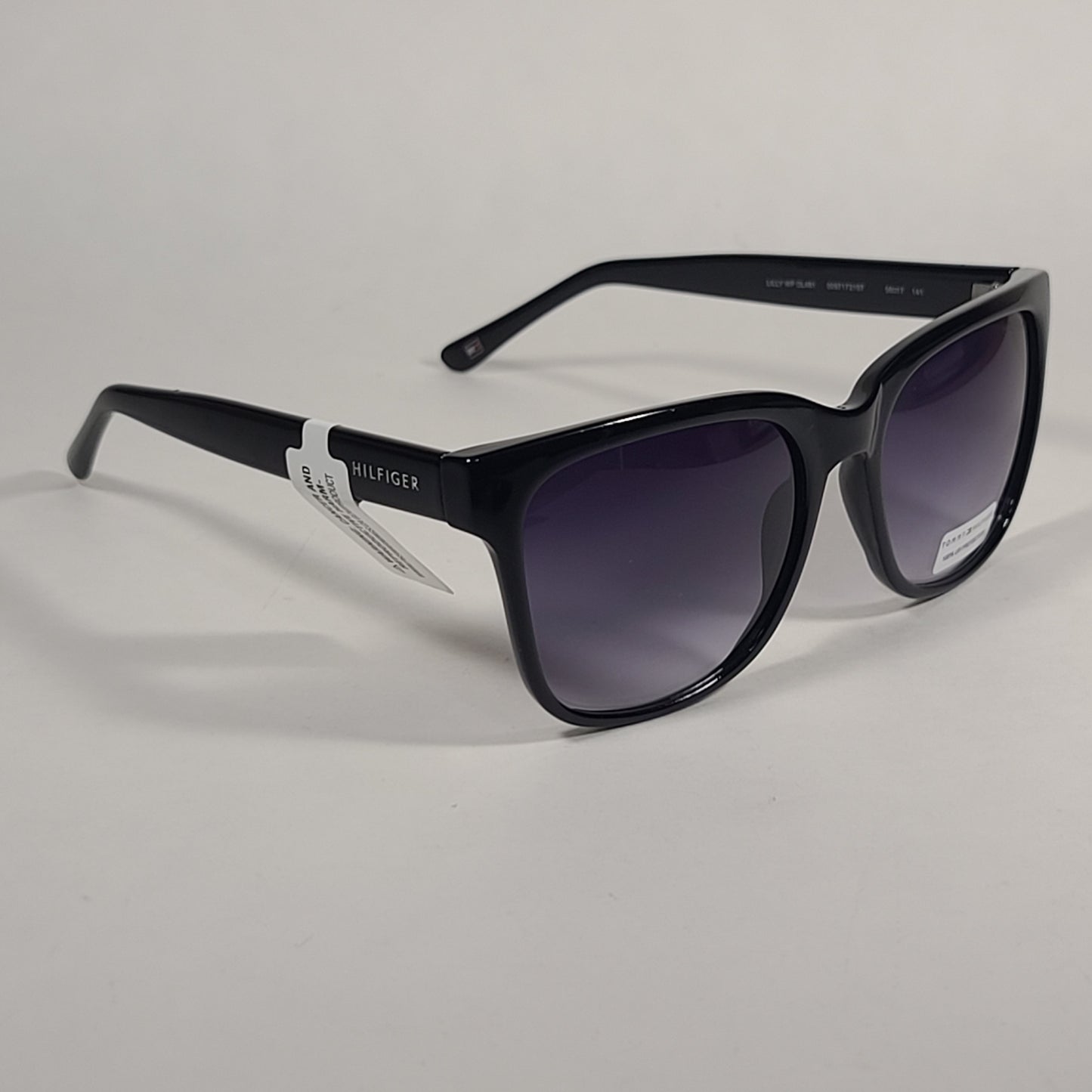 Tommy Hilfiger Lilly Square Sunglasses Shiny Black Frame Smoke Gradient Lens LILLY WP OL481 - Sunglasses
