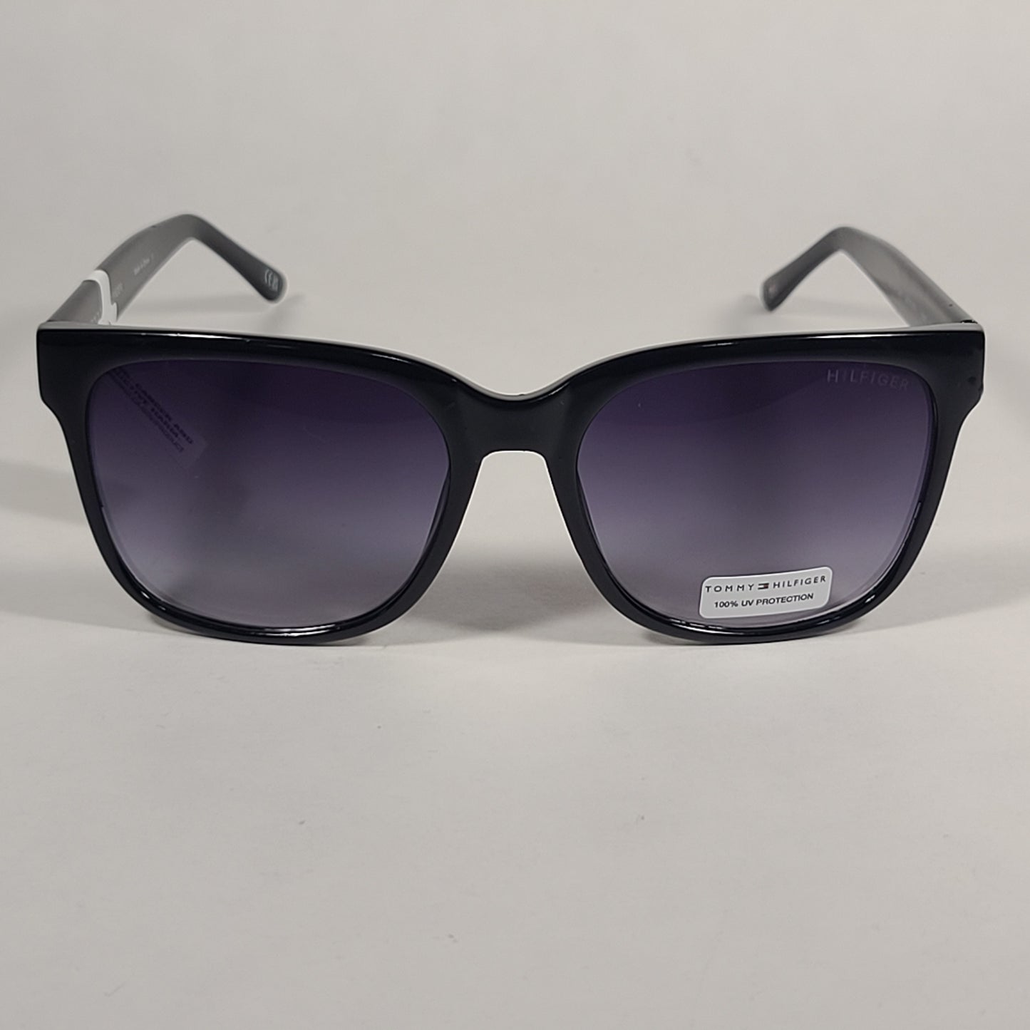 Tommy Hilfiger Lilly Square Sunglasses Shiny Black Frame Smoke Gradient Lens LILLY WP OL481 - Sunglasses