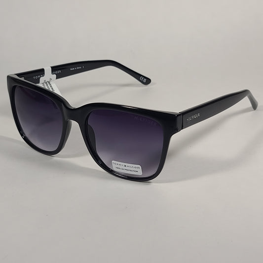 Tommy Hilfiger Lilly Square Sunglasses Shiny Black Frame Smoke Gradient Lens LILLY WP OL481 - Sunglasses