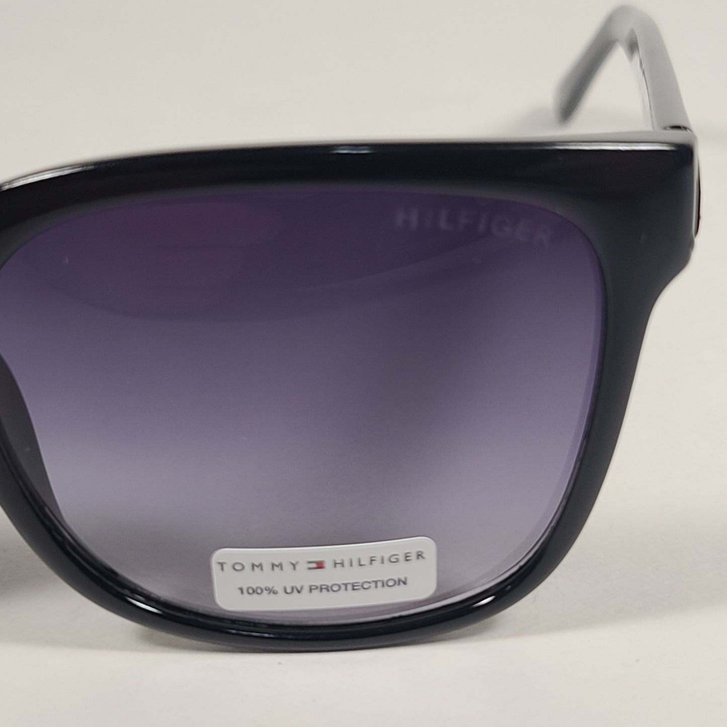 Tommy Hilfiger Lilly Square Sunglasses Shiny Black Frame Smoke Gradient Lens LILLY WP OL481 - Sunglasses