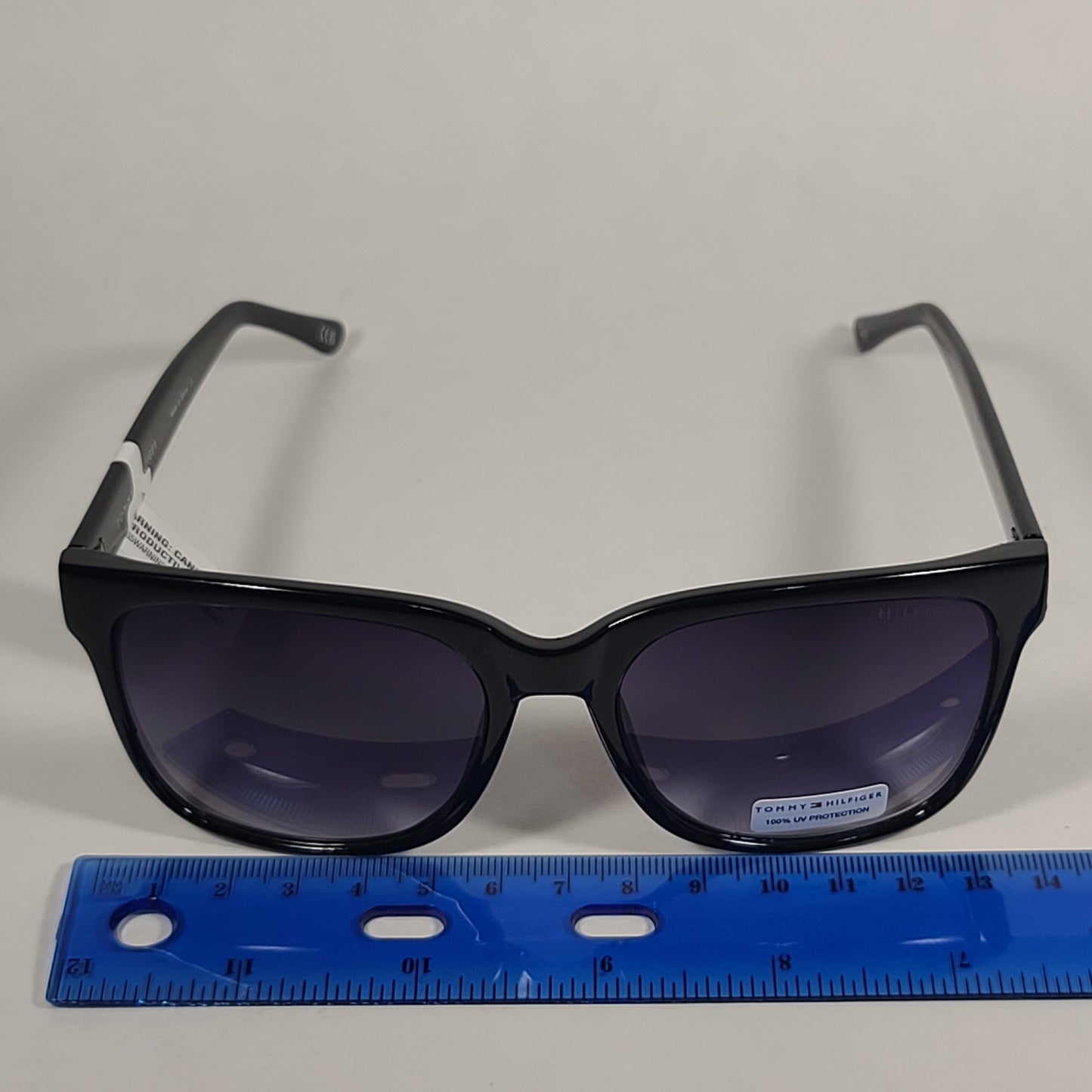 Tommy Hilfiger Lilly Square Sunglasses Shiny Black Frame Smoke Gradient Lens LILLY WP OL481 - Sunglasses