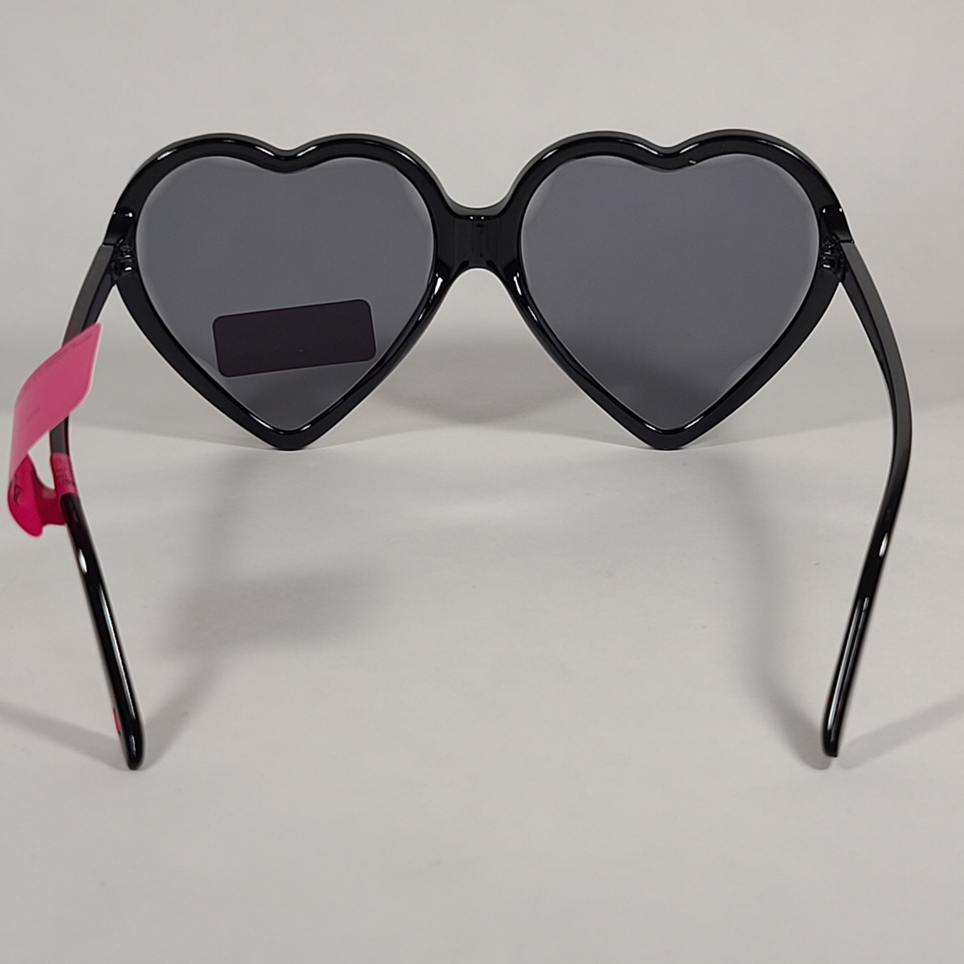 Betsey Johnson Heart Shape Sunglasses Shiny Black Frame Gray Tinted Lens - Sunglasses