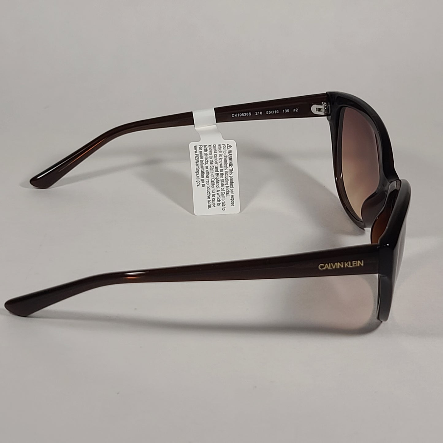 Calvin Klein Cat Eye Sunglasses CK19536S 210 Brown Frame Gradient Lens - Sunglasses
