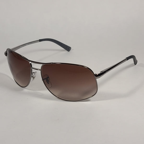 Ray-Ban RB3387 004/13 Pilot Sunglasses Gunmetal Gray Frame Brown Gradi