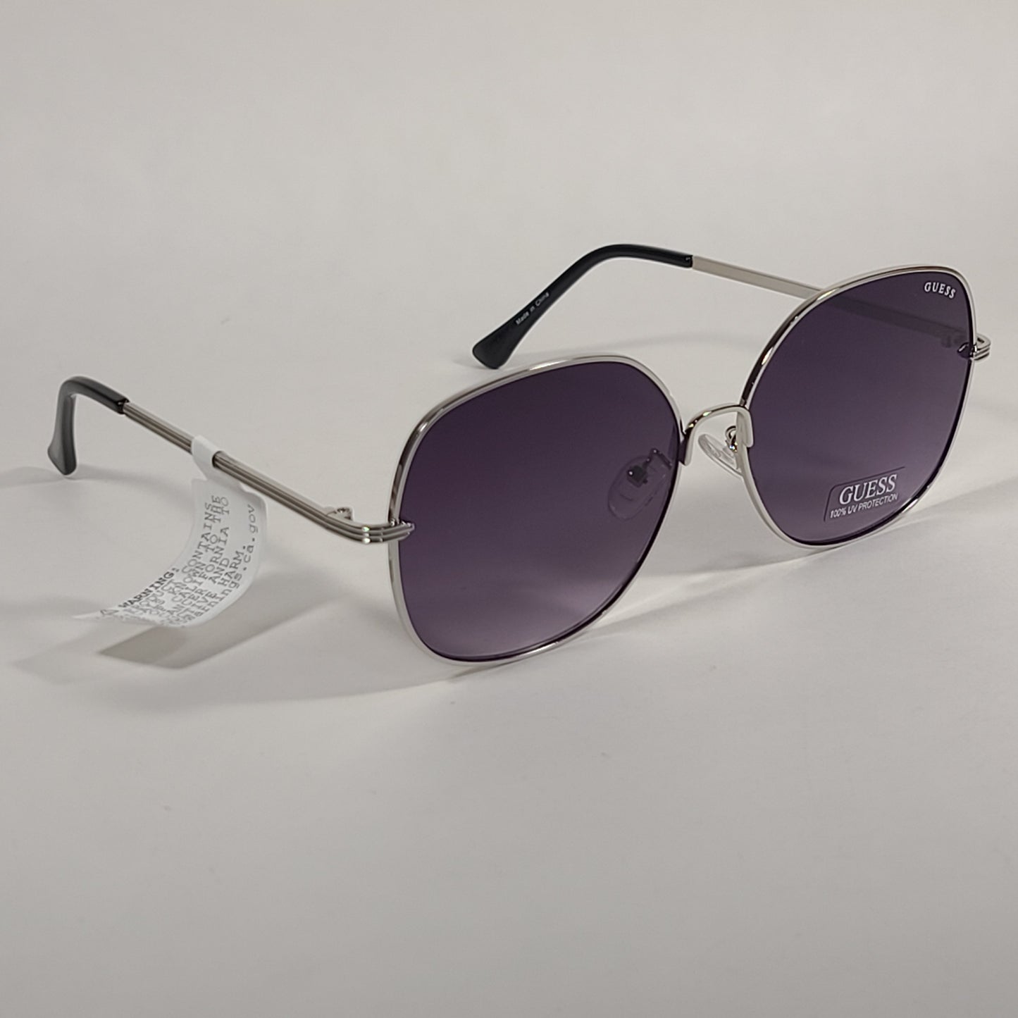 Guess Butterfly Sunglasses Silver Tone Metal Frame Smoke Gradient Lens GF0385 10B - Sunglasses