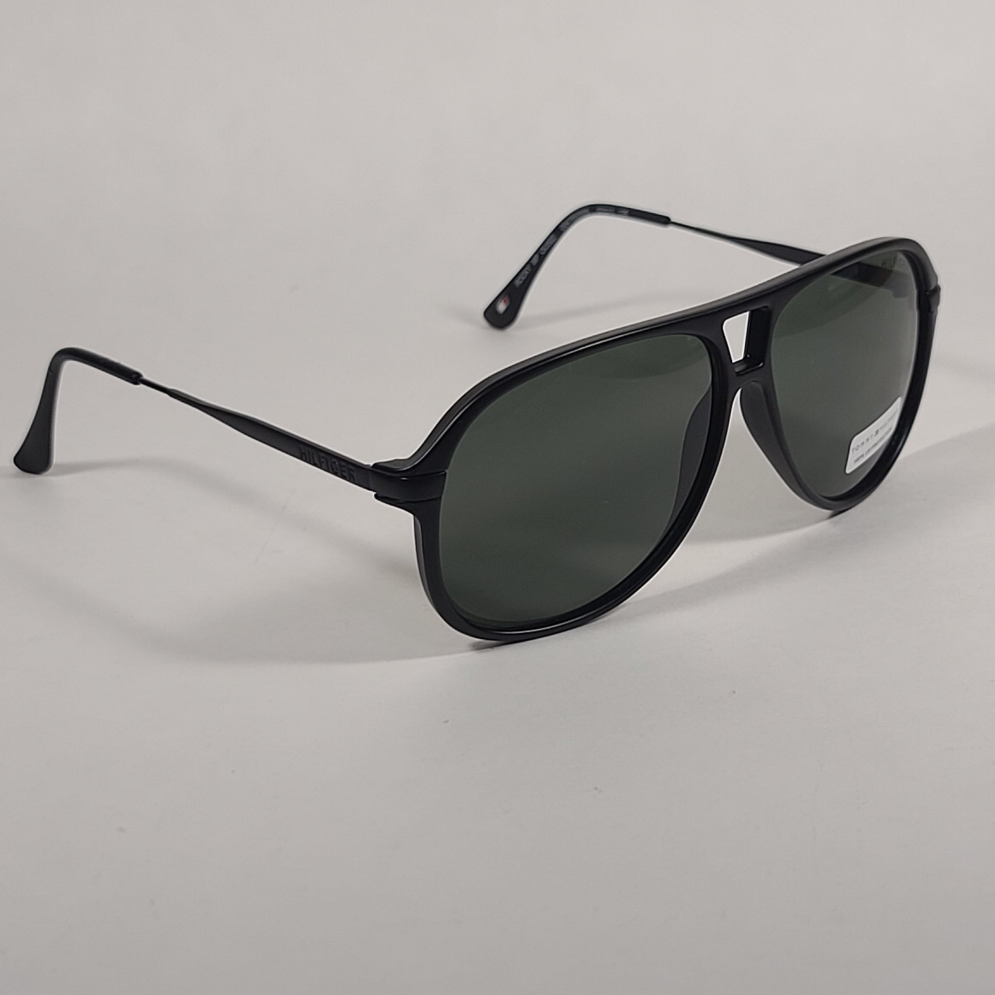 Authentic Tommy Hilfiger Rocky Aviator Sunglasses Matte Black Frame Green Lens ROCKY MP OU522 - Sunglasses