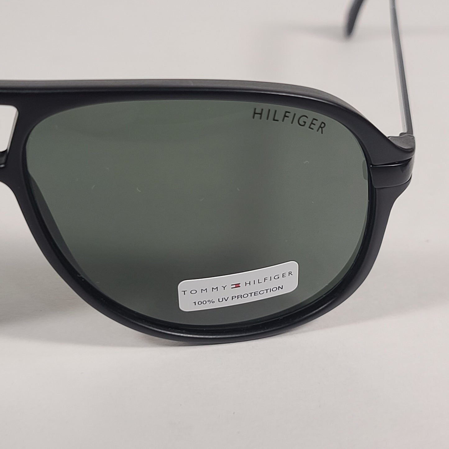 Authentic Tommy Hilfiger Rocky Aviator Sunglasses Matte Black Frame Green Lens ROCKY MP OU522 - Sunglasses